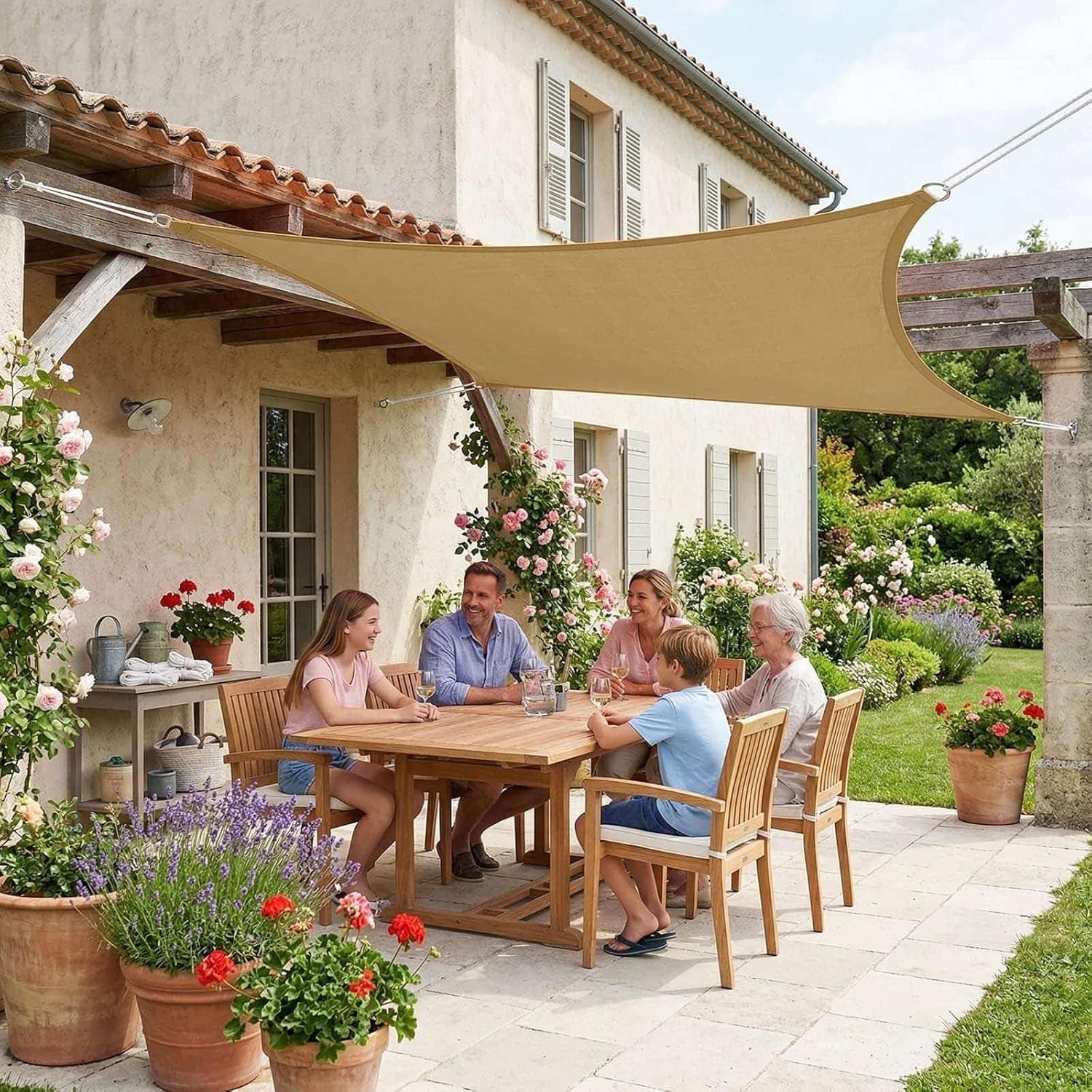 Sun Shade Sail Rectangle Outdoor Canopy UV Block Waterproof Patio Shade Cover Breathable Fabric for Backyard Garden Deck Pergola Beach (13'x6.6' Yellow)
