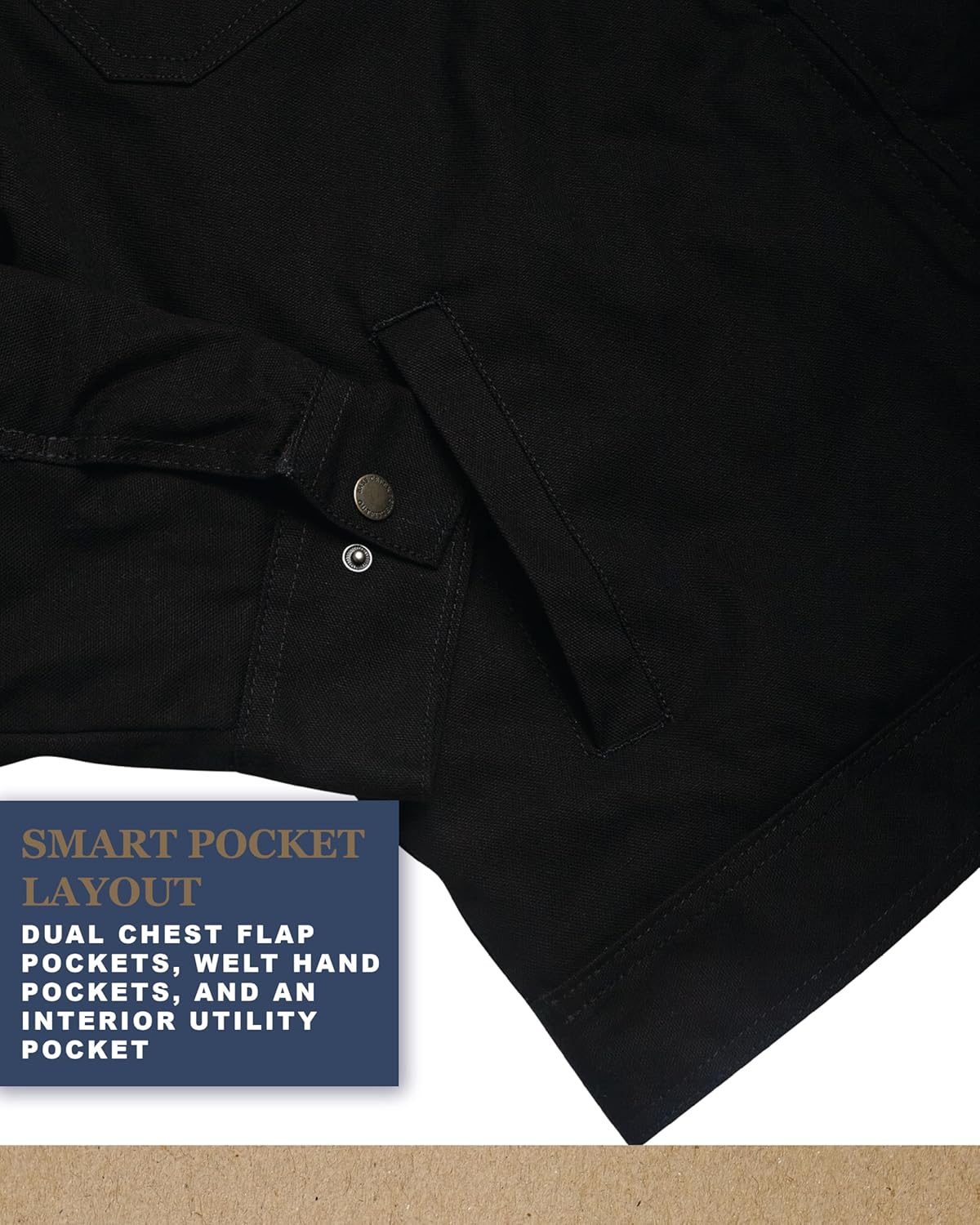 Bass Creek Outfitters Mens Trucker Jacket - Lightweight Heavy Duty Canvas Sherpa Lined Jacket Men Workwear with Chest Pockets - Image 6