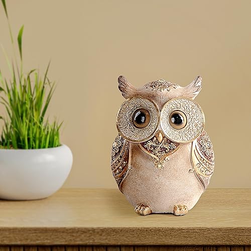 Miniatura 5 de Estatua de búho para decoración del hogar, estantería, oficina, mesa, decoración de interiores, acentos, adorables estatuas y esculturas de búhos de