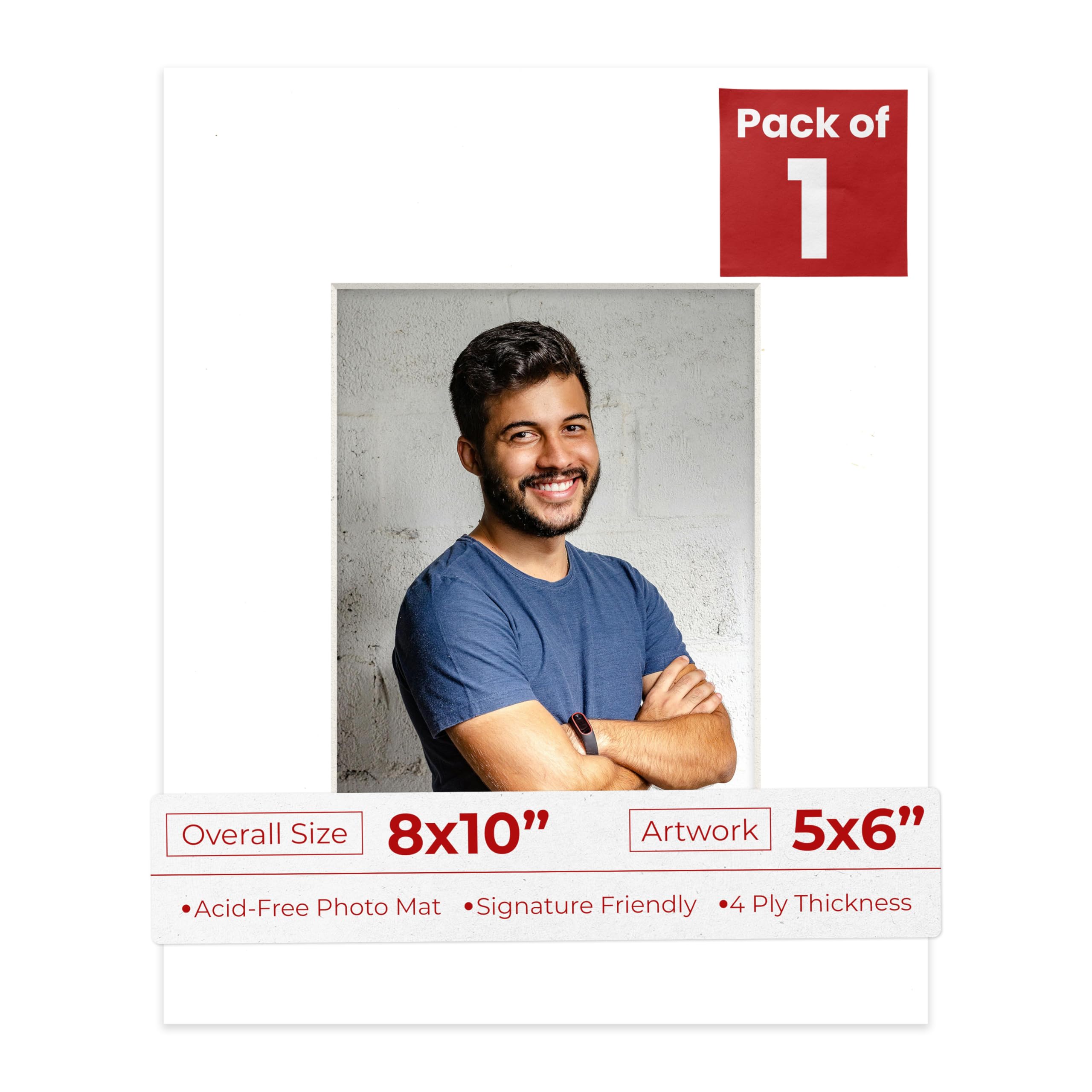 8x10 Mat Bevel Cut for 5x6 Photos - Acid Free Textured White Precut Matboard - For Pictures, Photos, Framing - 4-ply Thickness-image-39