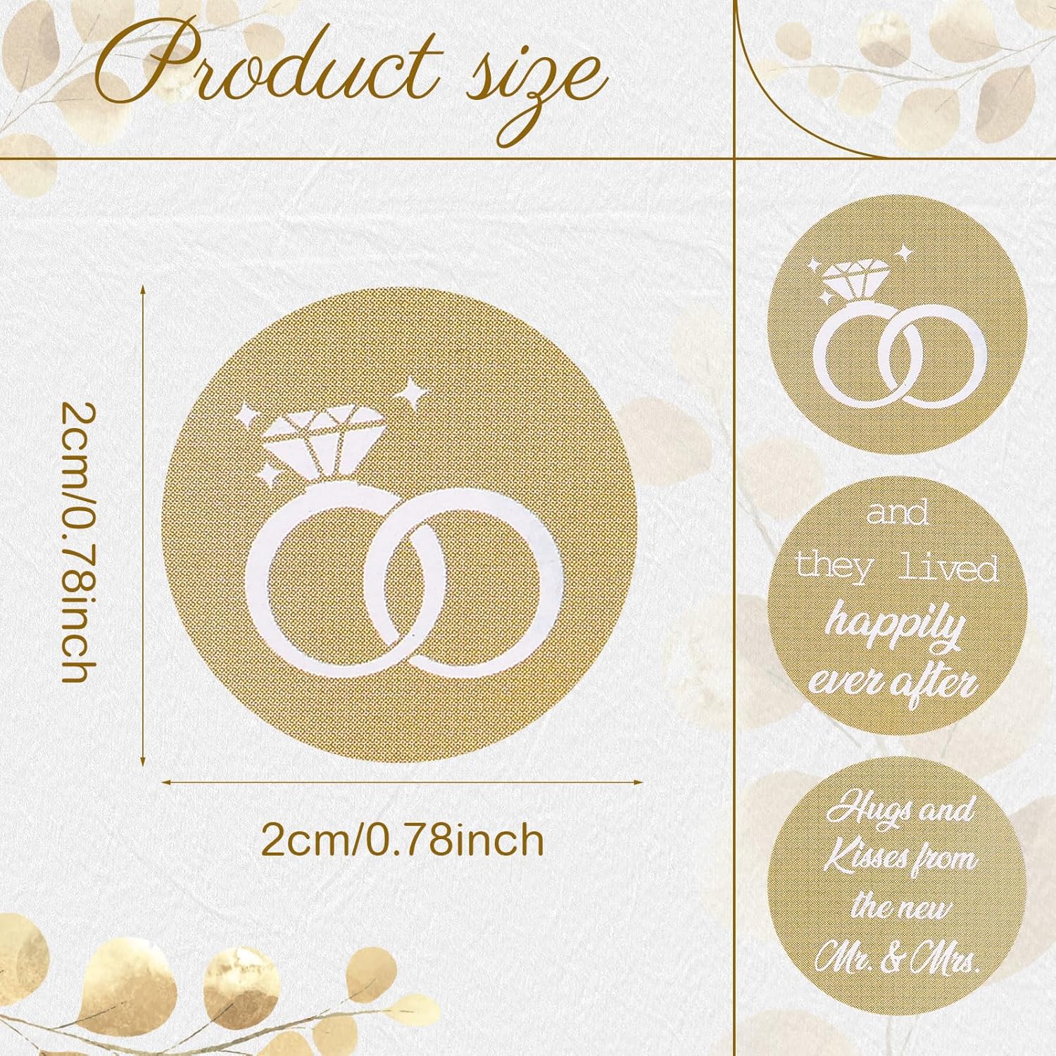 Laumoi 1000 Pcs Hugs and Kisses from The New Mr and Mrs Wedding Stickers, Chocolate Drops Labels Candy Stickers 0.75 Inch for Weddings Engagement Party Favors Decorations(Classic,Gold)