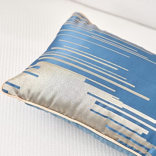 Miniatura 6 de Aeckself Paquete de 2 fundas de almohada rectangulares de jacquard de alta precisión con rayas geométricas modernas, fundas decorativas para sofá,