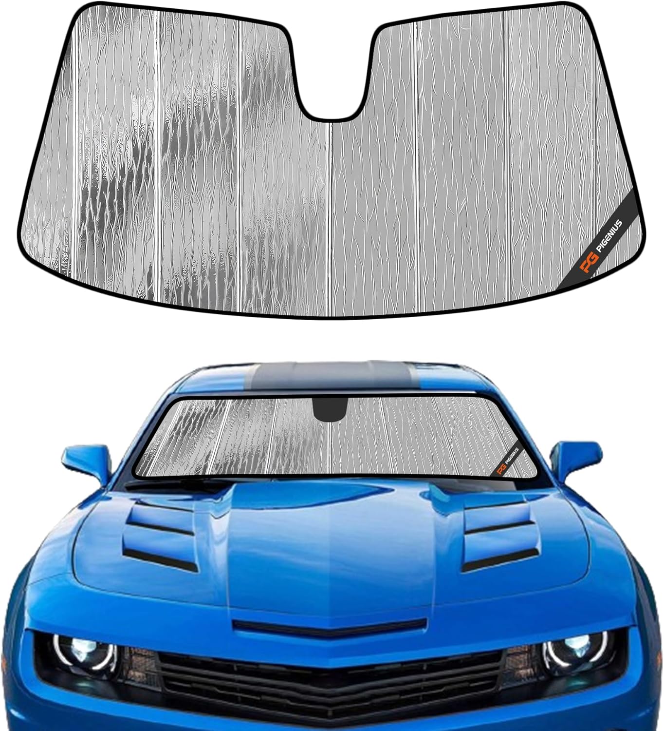 Pigenius Windshield Sunshade for Chevrolet Camaro Coupe 2010-2015, Custom Fit Front Window Sun Shade - AstraGuard