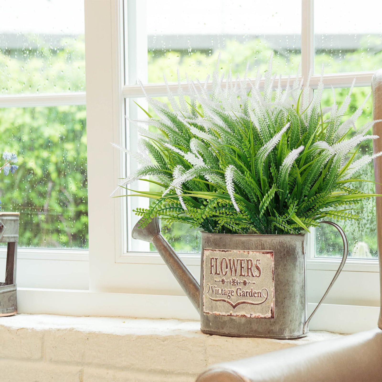 1/20 pezzi Piante e fiori artificiali per esterni - Fiori di lavanda finti con erba di scimmia, piante finte resistenti ai raggi UV per giardino, portico, finestra, patio, vaso appeso, decorazione per