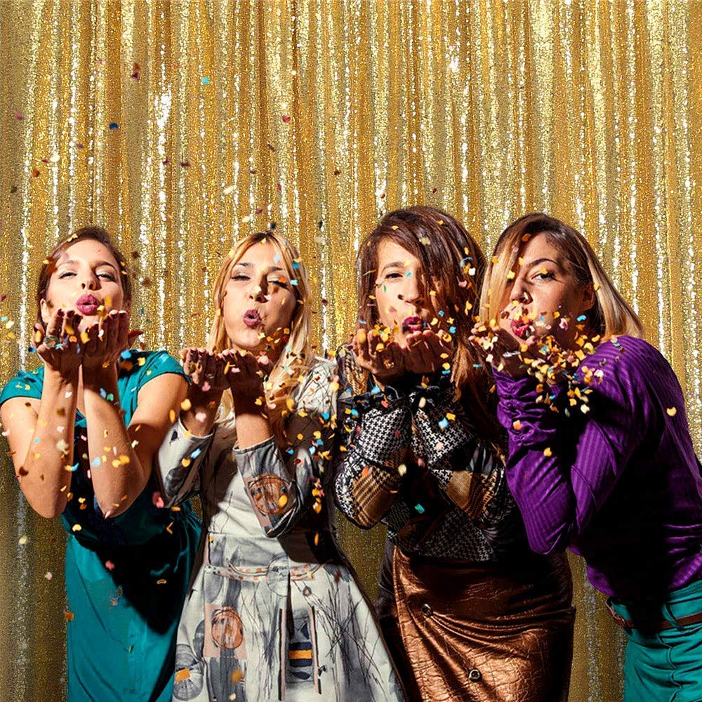 JYFLZQ Sfondo con paillettes dorate, tenda da 1,2 m x 2,4 m, 2 pannelli, sfondi per fotografie scintillanti, per feste di compleanno e matrimoni