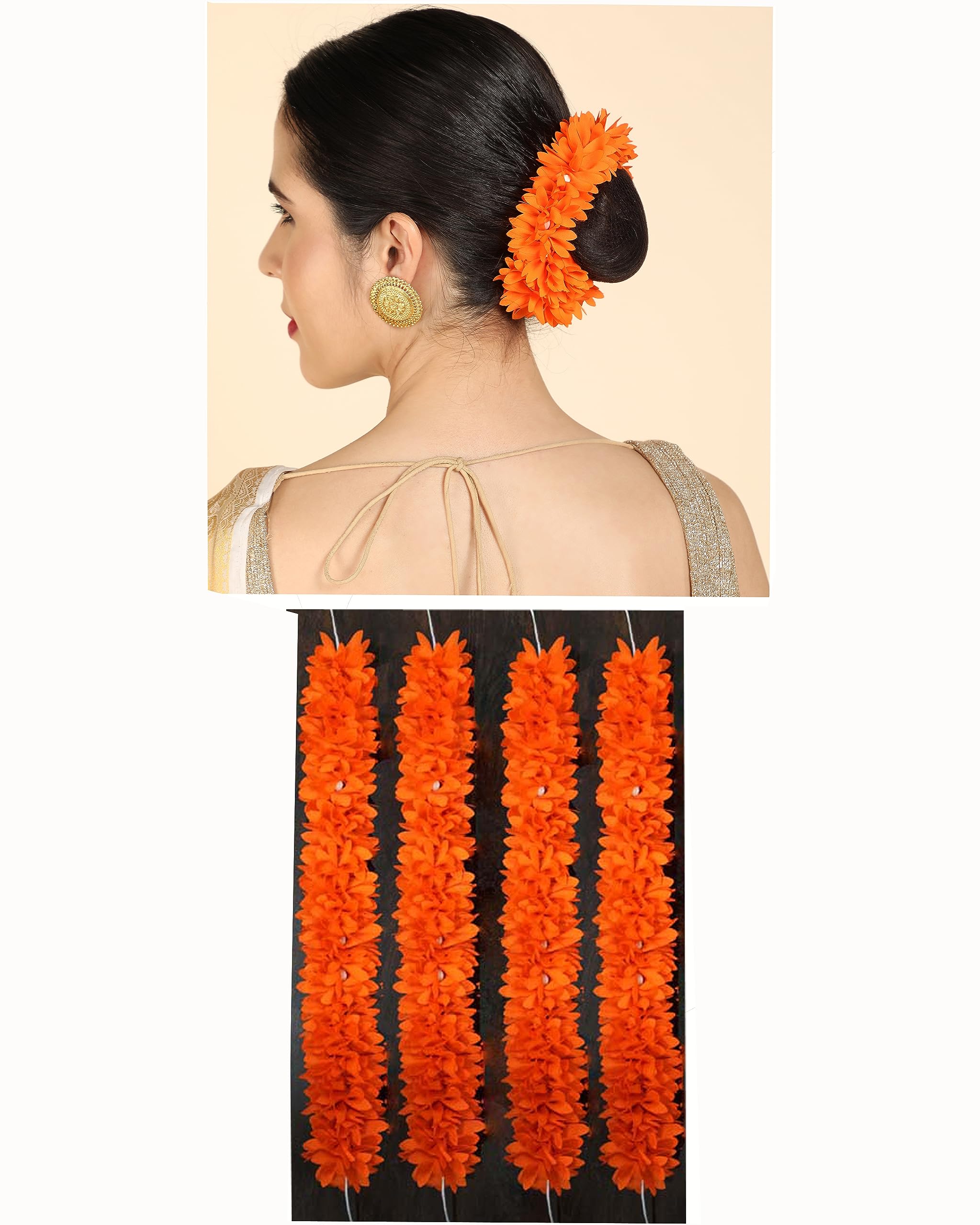 Elegant Hair Gajra - Traditional Indian Floral Hair Accessory for Women - Handcrafted Jasmine & Rose Design - Festive Wedding Hair Decoration Pack of 4 pcs (B0BXJBT1VP) Amazon Price History, Amazon Price Tracker