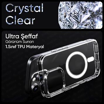 Transparent Case Compatible with Magsafe for Minesk iphone 16 Plus Crystal Clear Material Polycarbonate Back Part and Silicone Edges Wireless Wireless Charging Assisted Case Cover (16 Plus)