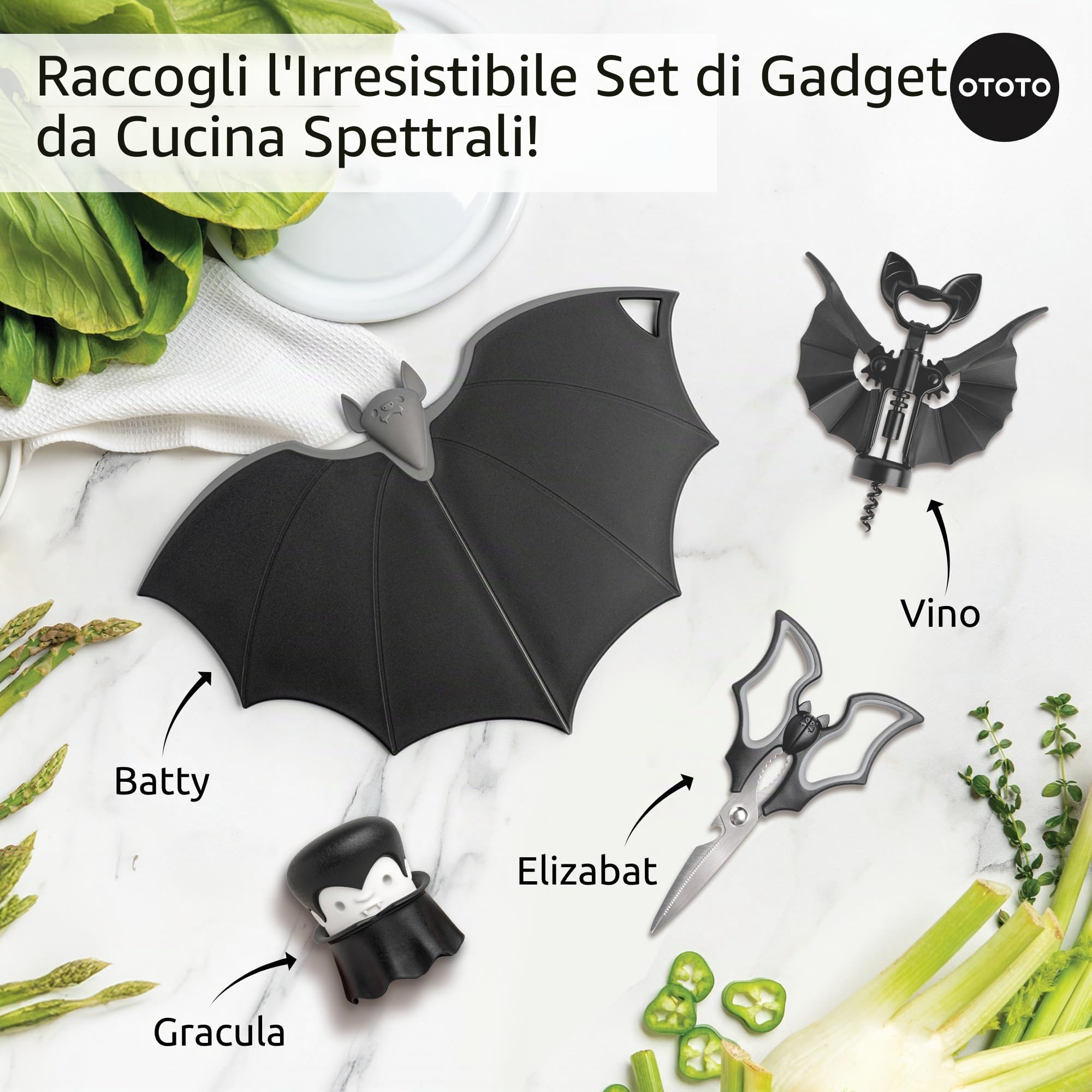 OTOTO Batty - Tagliere pieghevole per Halloween