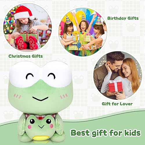 Miniatura 7 de Lindos juguetes de peluche de rana de 10 pulgadas, animales de peluche Kawaii de dibujos animados súper suaves de anime, muñeca de peluche de