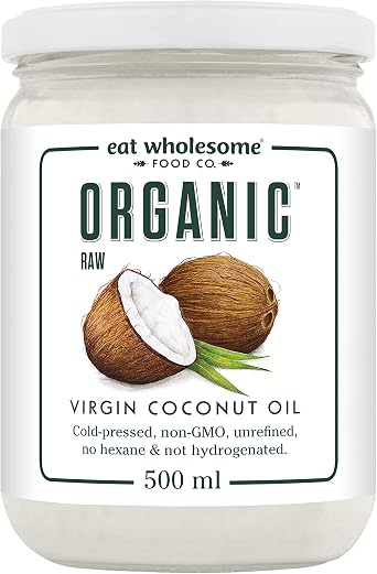 Eat Wholesome Organic Raw Cold-Pressed Virgin, Coconut Oil, 500 ml, for Cooking, Baking, Skin Moisturiser & Hair Conditioner