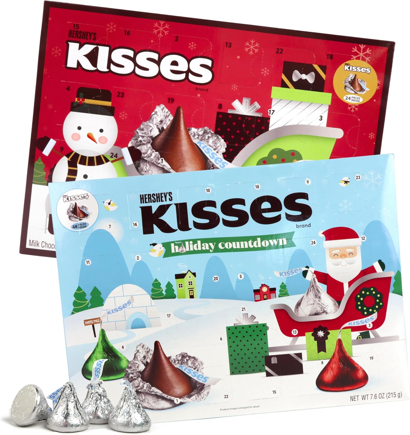 Galerie 2025 Hershey Kisses Advent Calendars, Countdown to Christmas with Chocolate Candies, Individually Wrapped Pieces, 3.8 Ounces Each (Pack of 2)