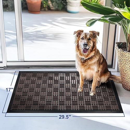 Miniatura 214 de Mibao Tapete para puerta delantera, resistente y duradero, tapete de bienvenida para interiores y exteriores, atrapador de suciedad, impermeable