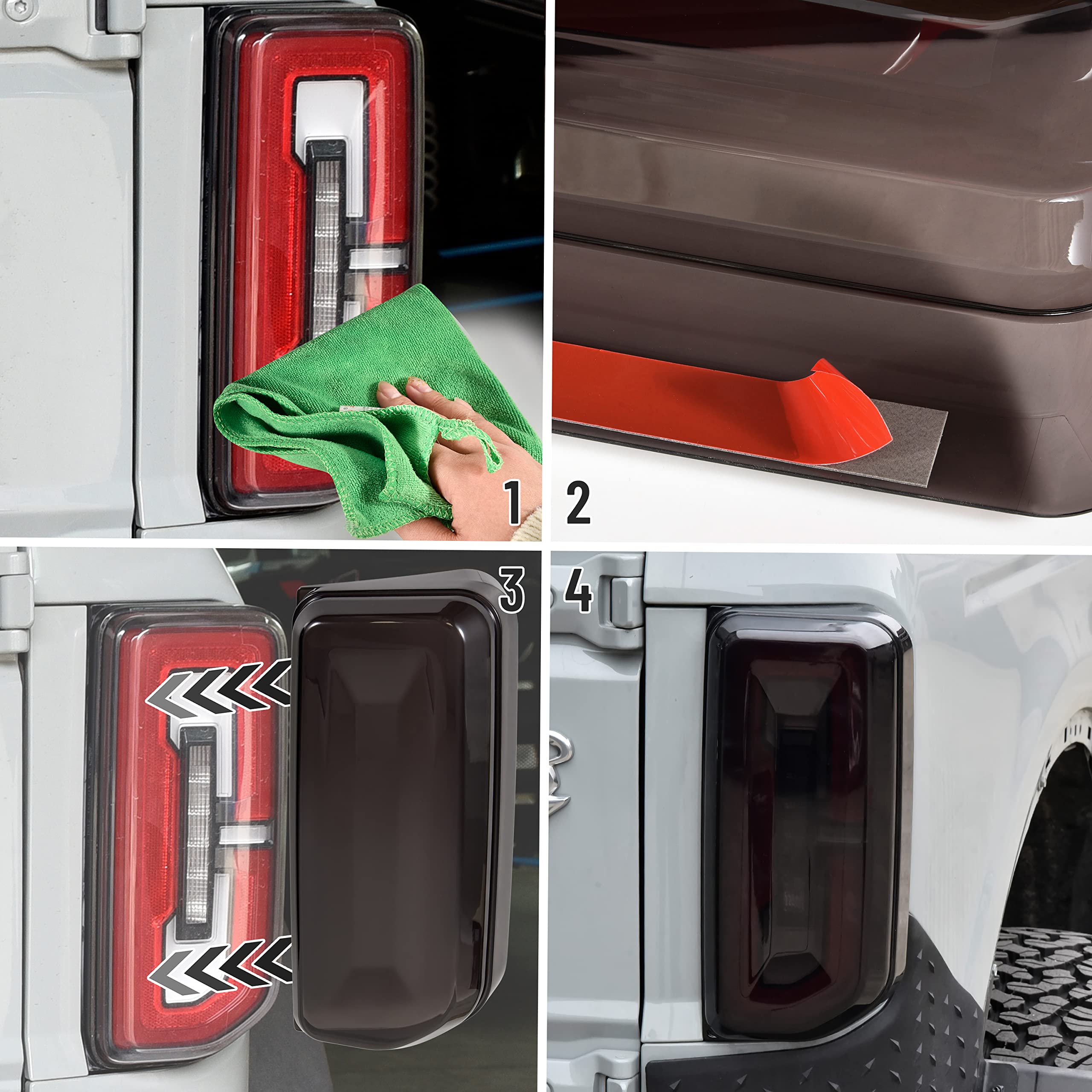Smoked Tail Light Covers For Bronco 2021+ 2/4 Doors Taillight