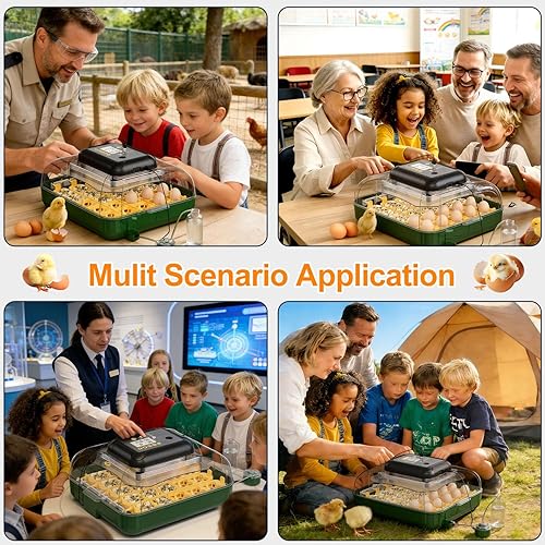 Miniatura 7 de Incubadora de 49 huevos para incubar huevos con giro automático de huevos, pantalla de temperatura y humedad, cuenta regresiva del día