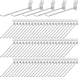 100 Pieces Heavy Duty Slatwall Panel Hooks Hanging Slatwall Accessories Metal Slat Wall Hanging Hooks Silver Slat Wall Hanger Commercial Grade Slatwall Pegs for Garage Shop Retail Display (7.87 Inch)