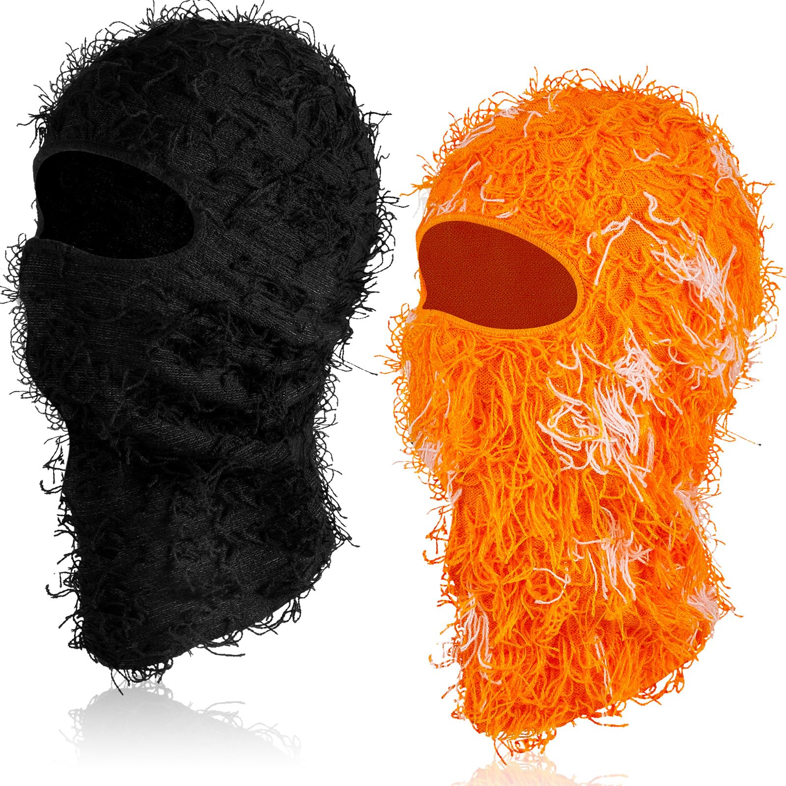 Newcotte 2 Pack Adult Distressed Balaclava Ski Mask Full Face Knitted Balaclava Windproof Cool Ski Mask for Cold Weather