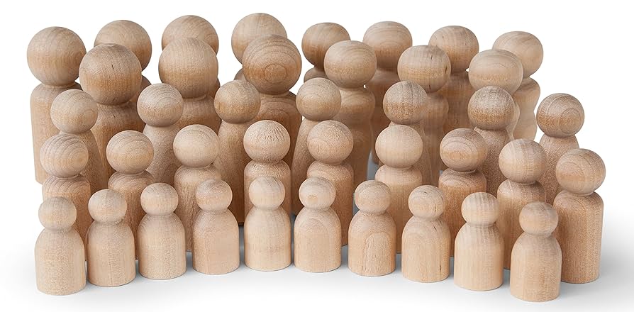 NUOBESTY Unfinished Wood Peg Dolls Wooden Mushroom Blank Peg Doll