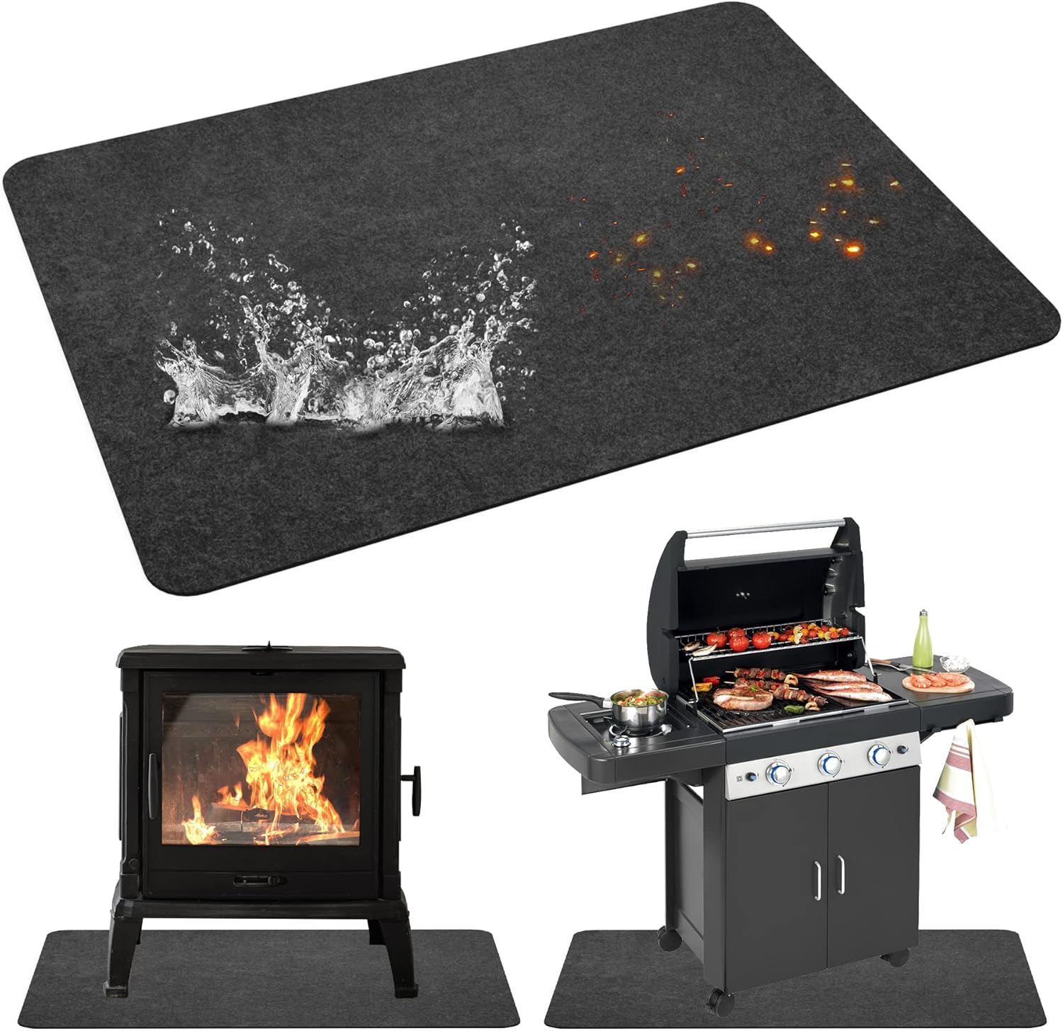 Amazon.com: LOREINTA Fireproof Grill Mats,Under Grill Mat 40×60 Inch ...