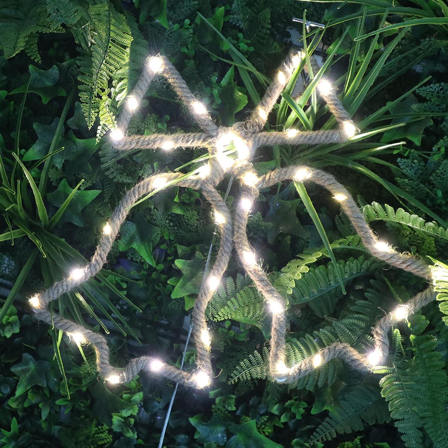 Shatchi Brown Christmas Bells Silhouette Led Hemp Rope Lights Xmas Decoration Battery Operated Holiday Garden Home Wall Room Hanging Décor, Large