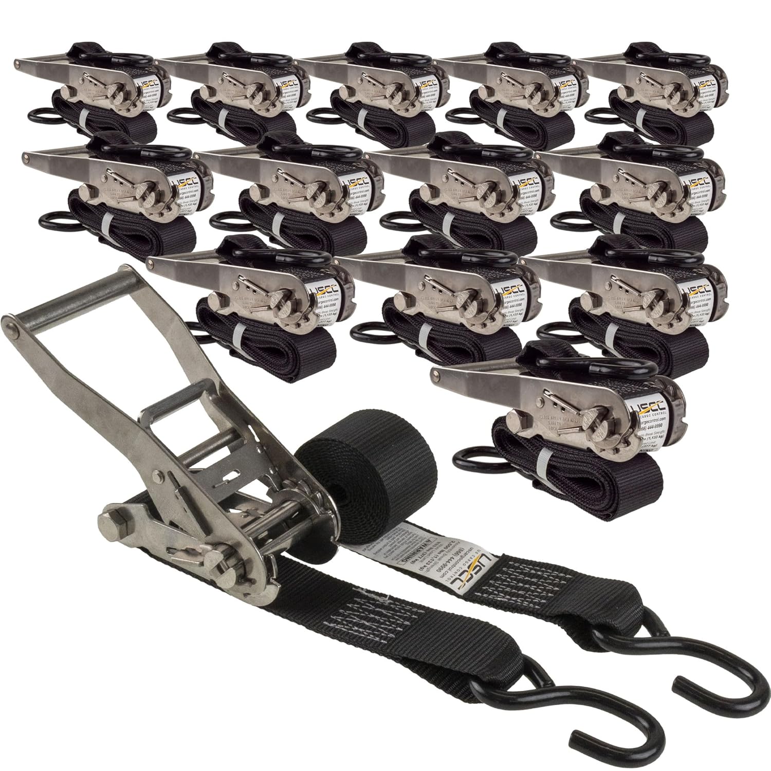 Stainless Steel Ratchet Strap 2"x10 Ft – S Hook Black view 8