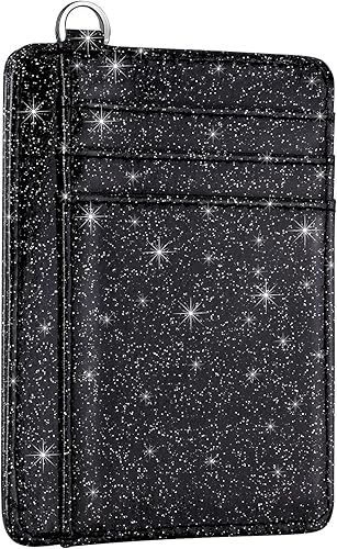 Vista 25 de Cartera delgada para mujer, tarjetero de crédito RFID, carteras minimalistas, con ventana de identificación, tarjetero con llavero, Libélula, Delgado