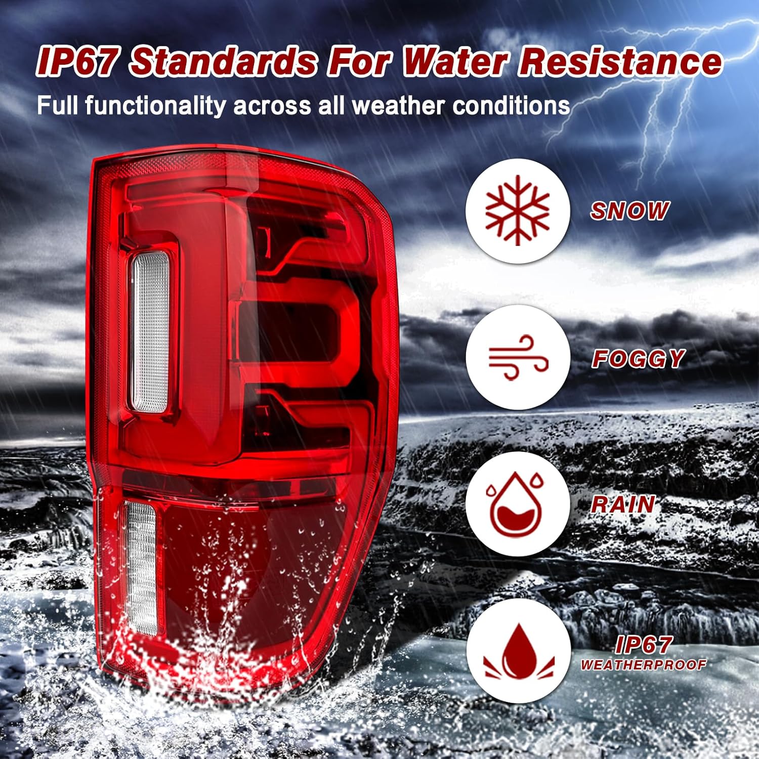 LED Tail Lights Assembly wiht Blind Spot Compatible with 2019 2020 2021 2022 2023 Ford Ranger Original Model Rear Brake Lamp OE:KB3Z13404G FO2801274(2019-2022 LED W/Blind Spot, Right Passenger Side)