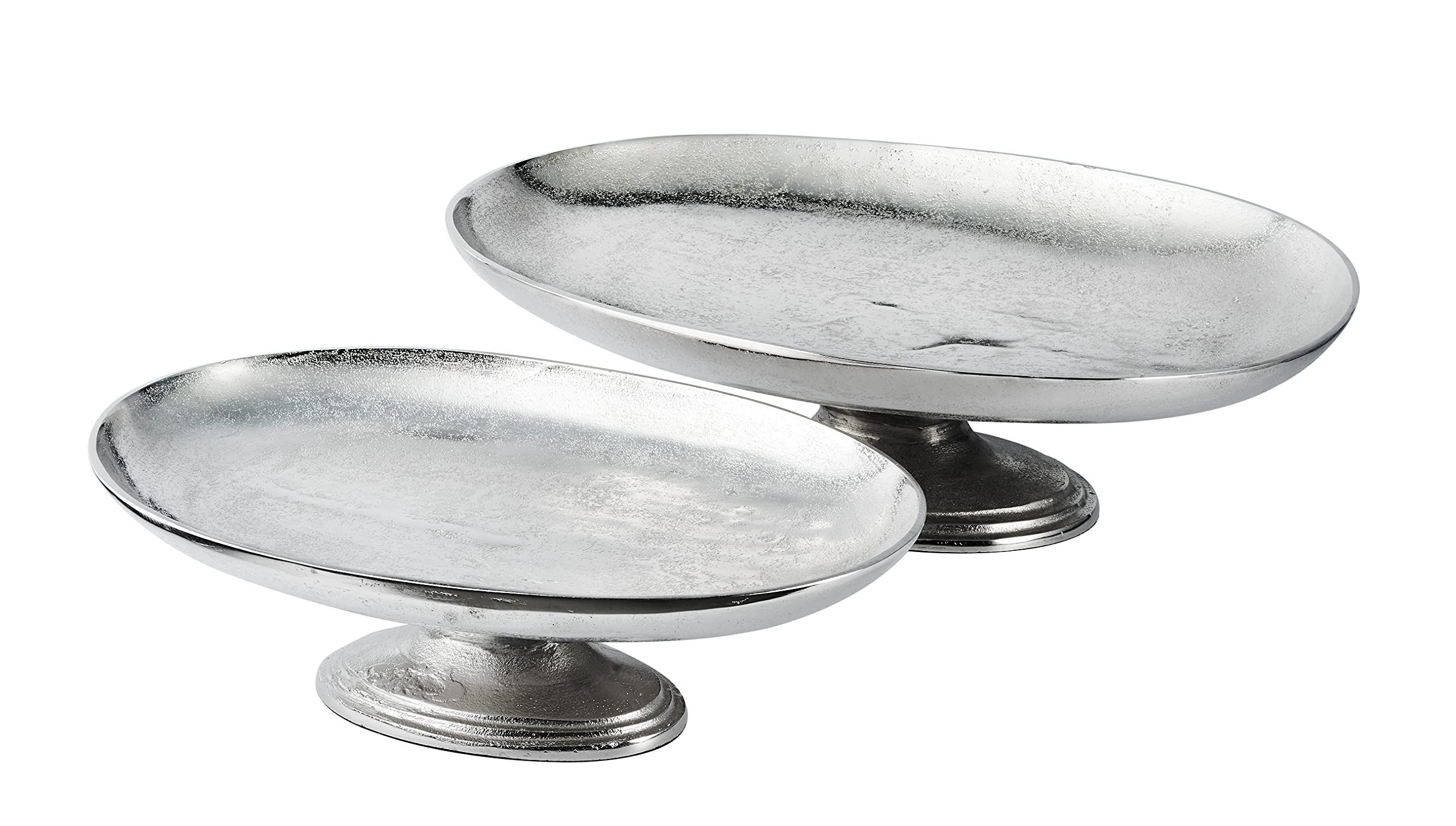 Cuenco con soporte ovalado para servir, de aluminio, plata, lujo, 47 cm / 57 cm (XL - 57 x 39 x 17 cm)