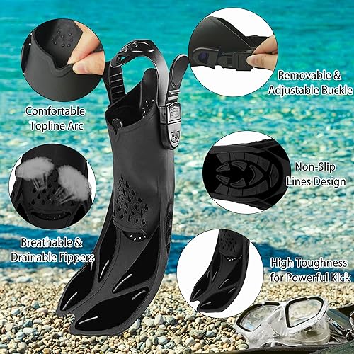 Miniatura 5 de Equipo de esnórquel para adultos con aletas, equipo de buceo para adultos, juegos de esnórquel de viaje profesional con aletas, máscara de buceo