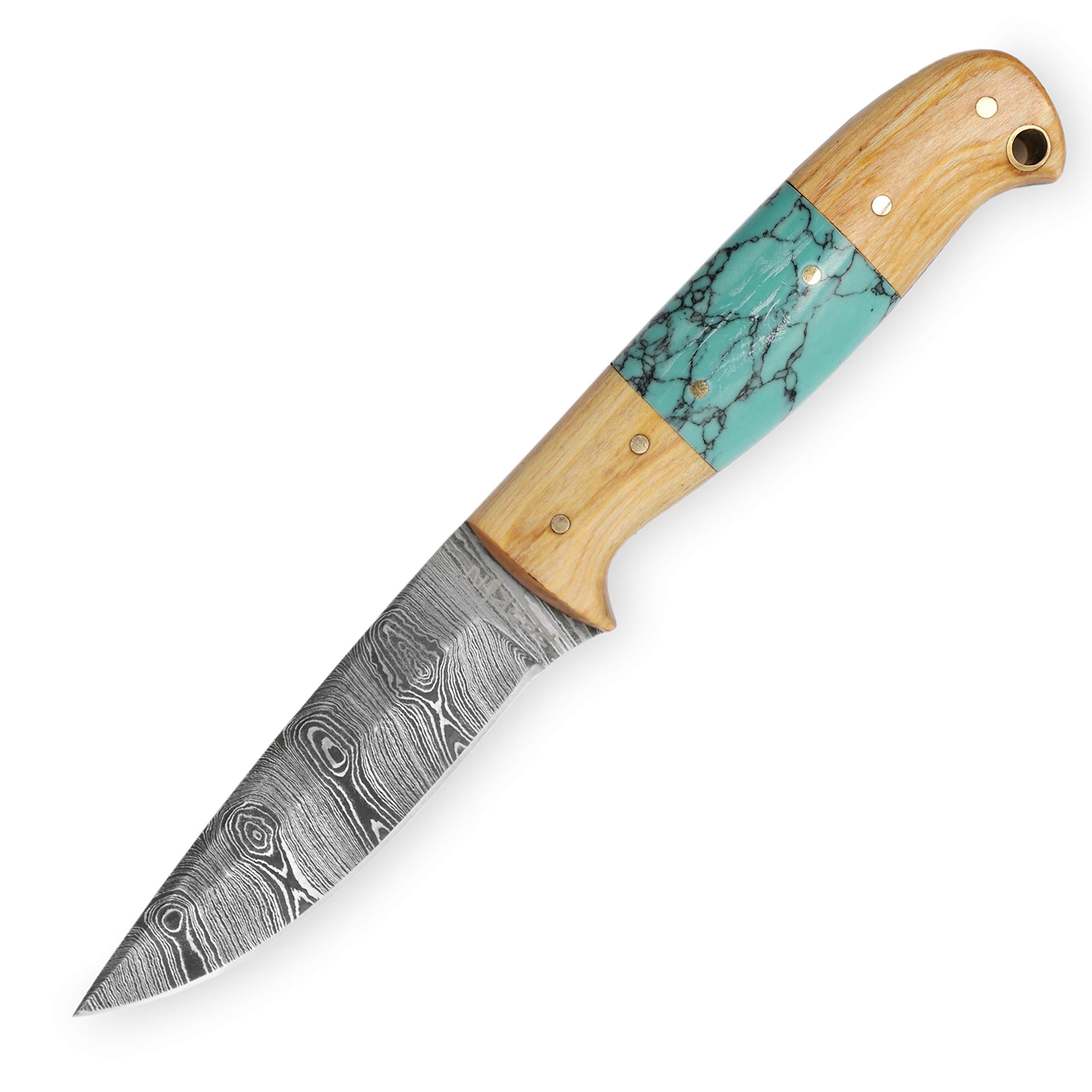 Perkin Coltello da Caccia Damasco con Coltello Sharpcraft a Lama Fodera SK900