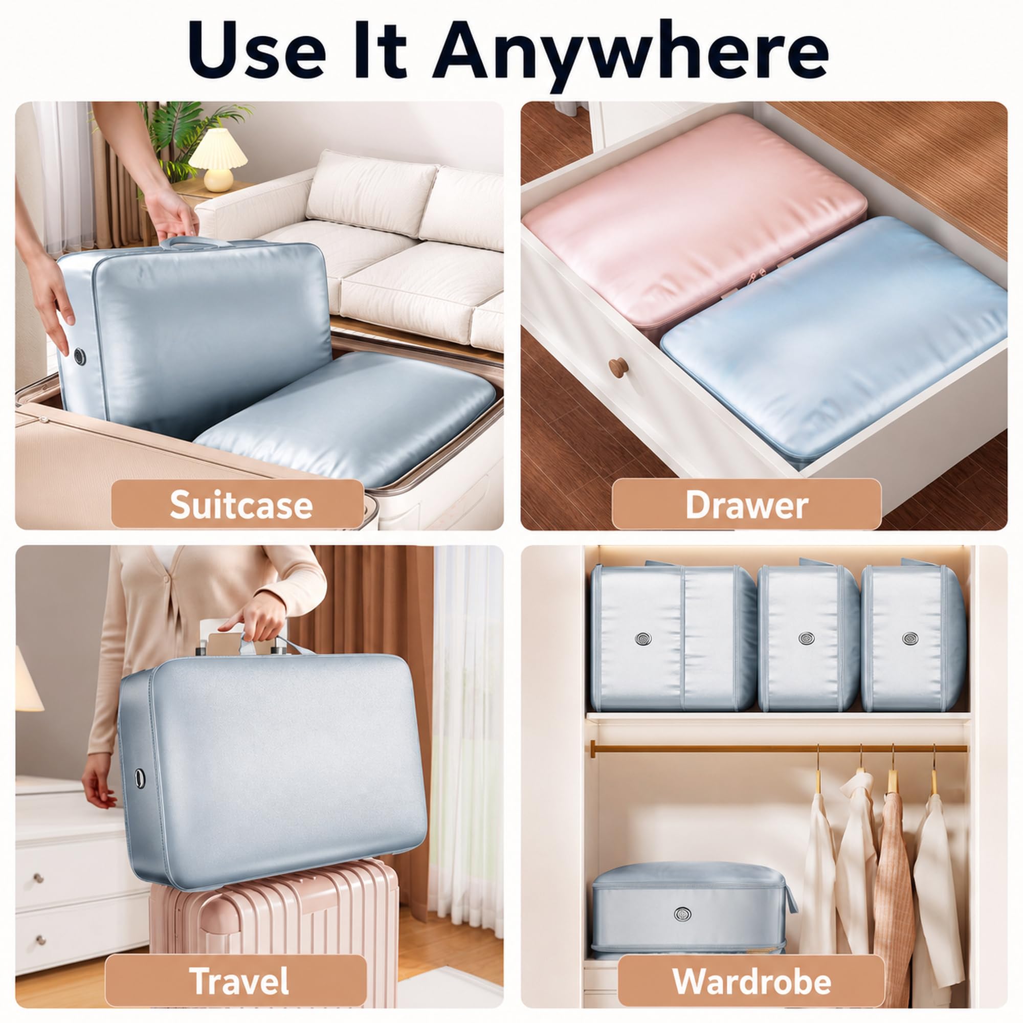 Borsa Portaoggetti Auto Comprimente,Sacchetto di Viaggio per Compressione,
