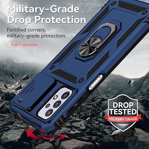 Miniatura 6 de AYMECL Funda para Galaxy A32 5G, A32 5G con cubierta deslizante para cámara y 2 paquetes Flim a prueba de explosiones, funda magnética con soporte