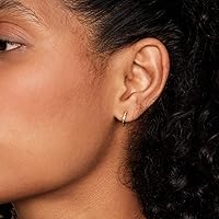 Vista 2 de Pavoi Aretes de plata de ley 925, chapados en oro de 14 quilates, arracadas pequeñas para mujer