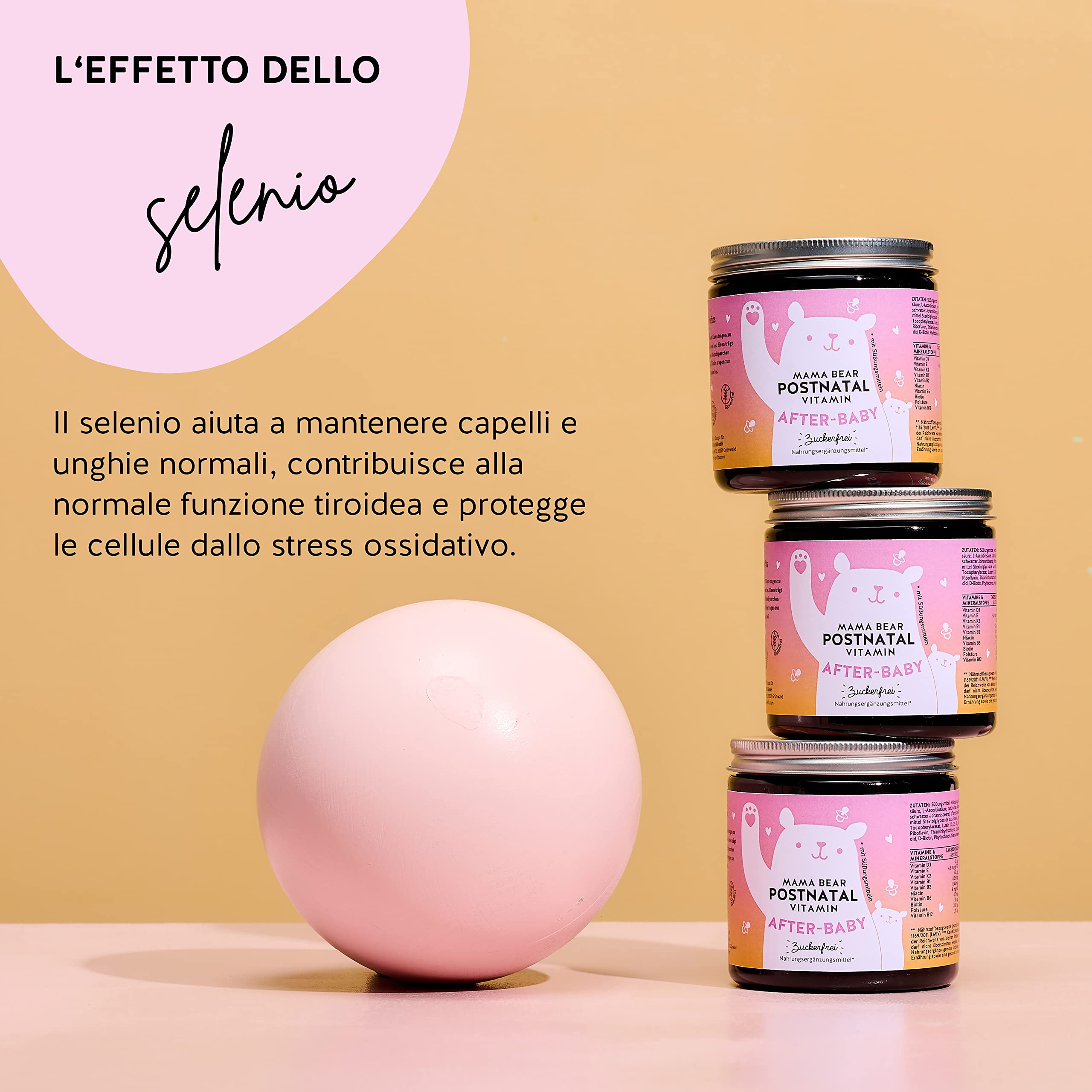 Bears with Benefits Complesso vitaminico concentrato per l'allattamento - con acido folico, ferro, zinco, selenio - orsetti gommosi (60 pz) - BEARS WITH BENEFITS Mama Bear Postnatal