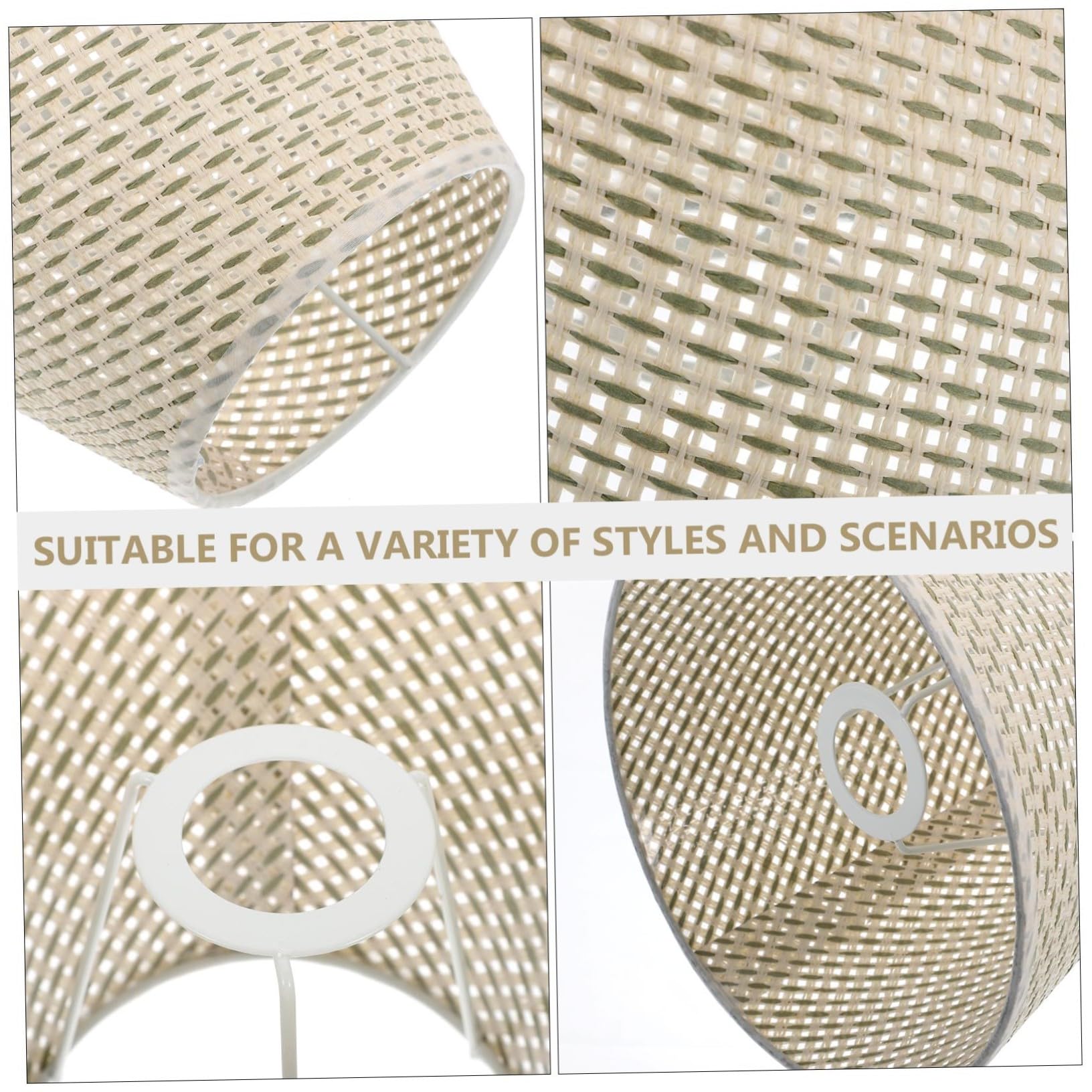 Lampada da Scrivania con Paralume Beige in Rattan Imitazione Paralume per Arredamento Casa Facile da Installare e Resistente Accessorio per Interni Regalo per Amici e Famiglia