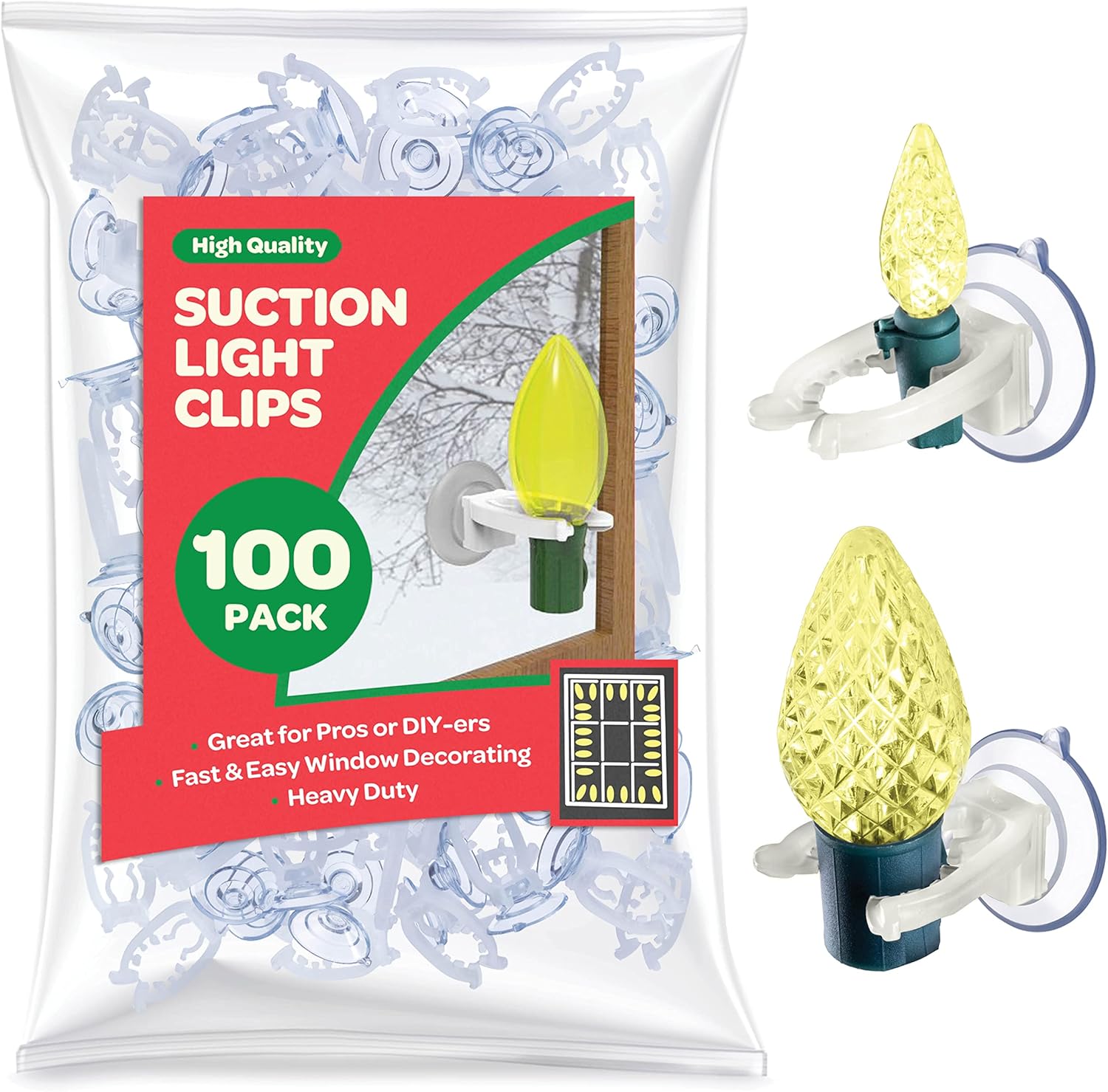 Christmas Light Suction Cups [Set of 100] Window Suction