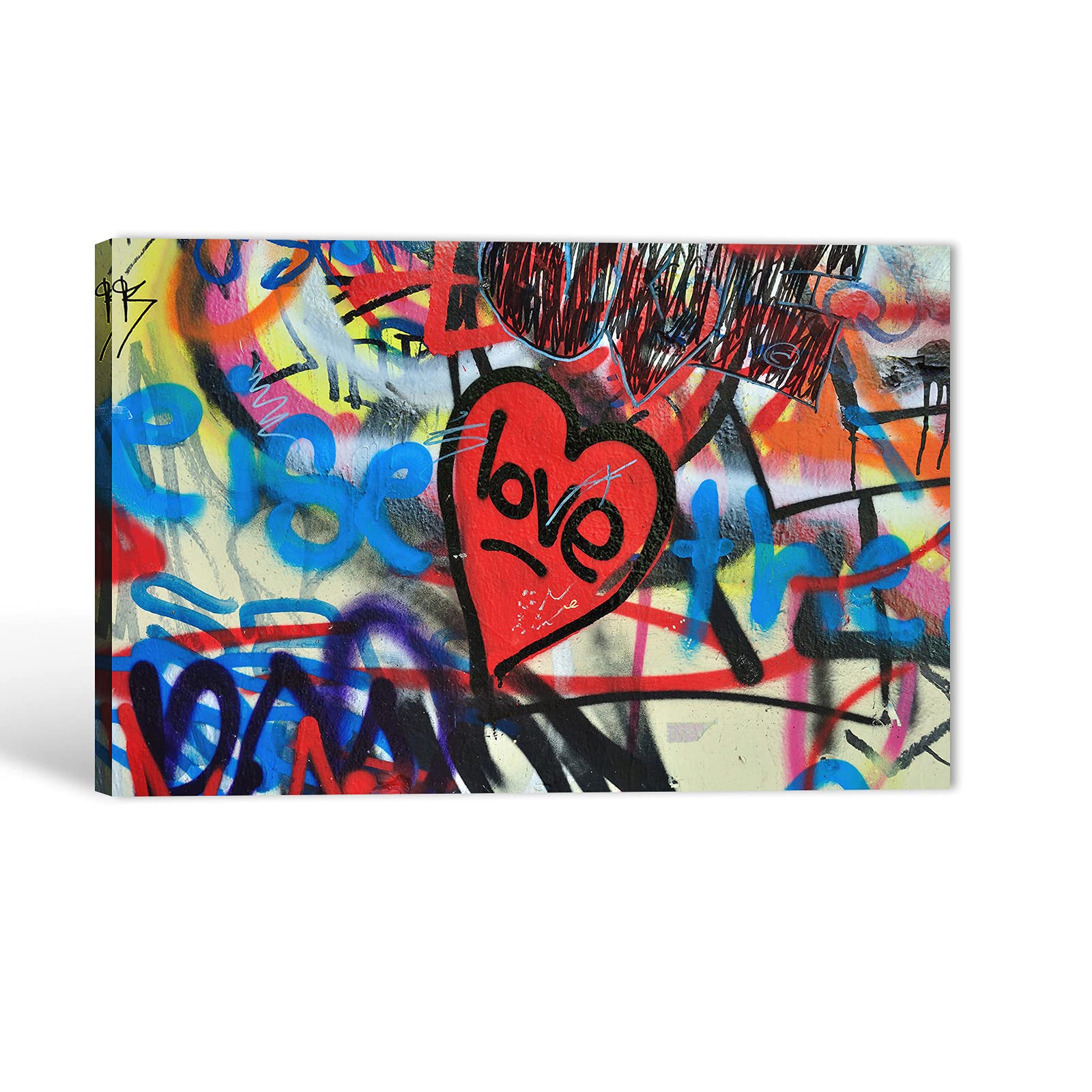 GUTTATY Street Graffiti Canvas Wall Art, Graffiti Paintings on Canvas, Love Poster Picture for Home Wall Decor, Colorful Posters Framed Artwork for Room Decoration 12”x18”