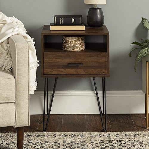 Miniatura 2 de Walker Edison Croft - Mesita de noche moderna para cama pequeña con cajón, 18 pulgadas, nogal oscuro