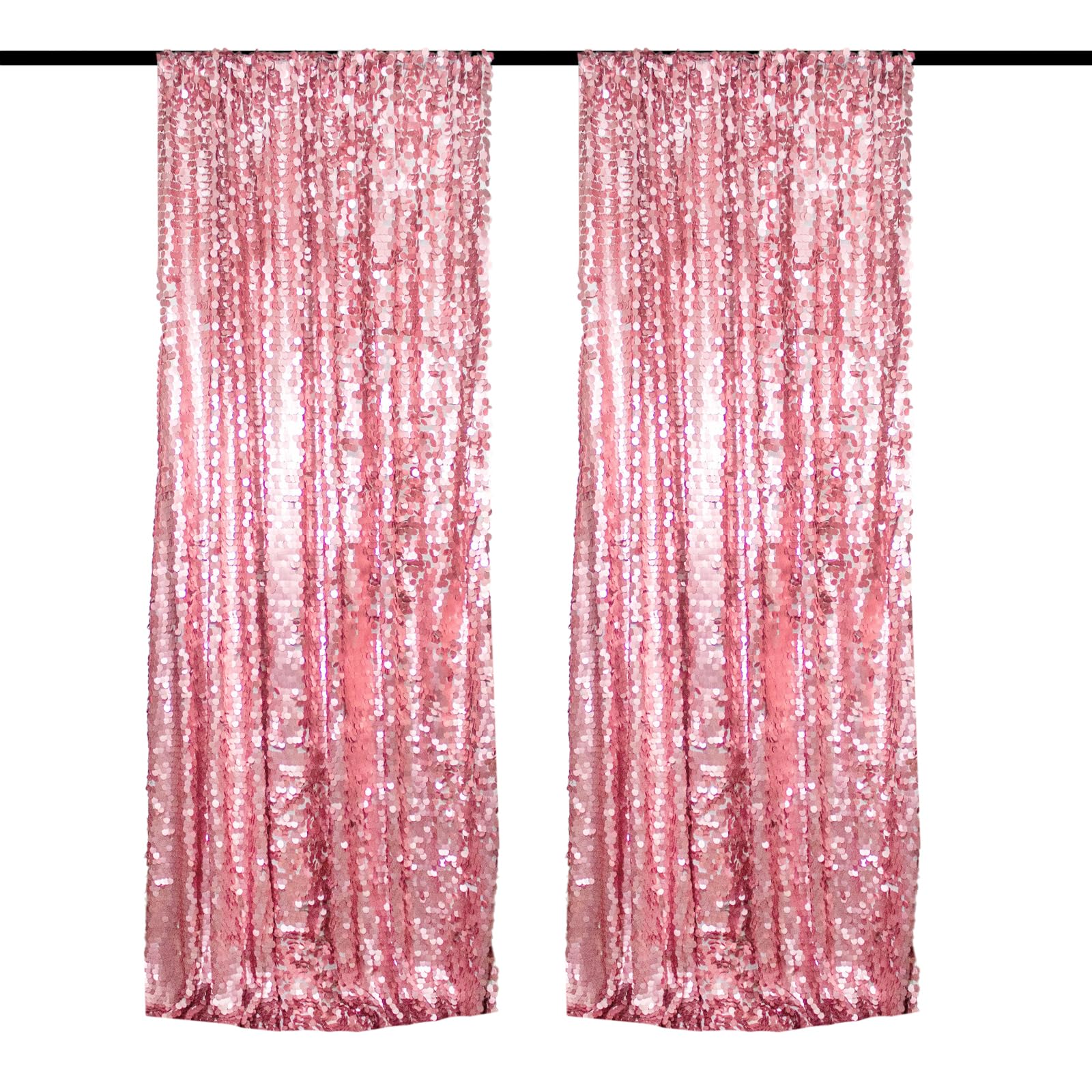 JYFLZQ Pink Payette Sequin Backdrop Curtains 2ft x 8ft 2 Panels Shimmer Wall Backdrop Big Sequin Background Thick Non-Transparent Glitter Photo Booth Backdrops for Parties