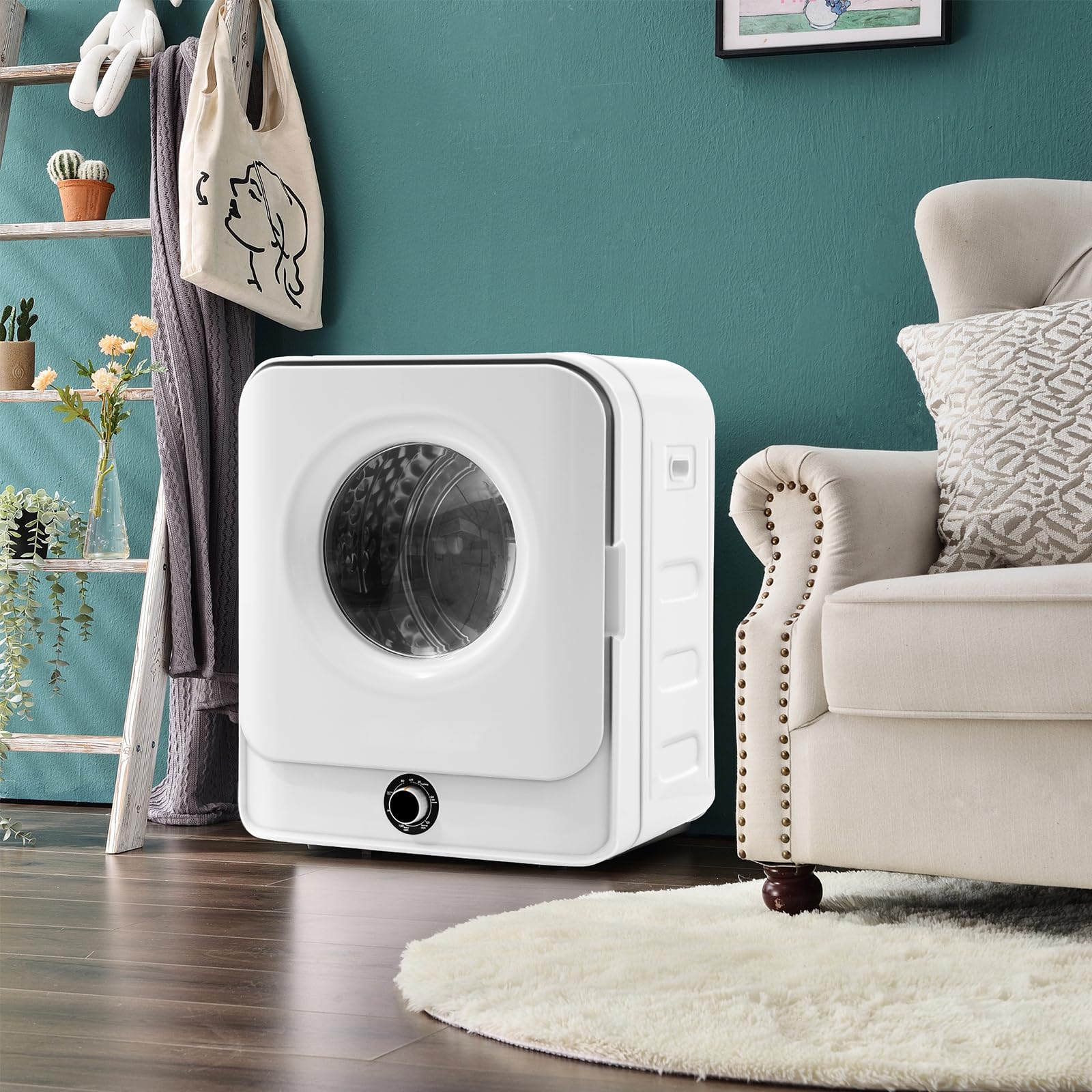 DRIXNO Ablufttrockner Trockner Mini Wäschetrockner Dryer Machine, 830w/3kg/Weiß/50x44x60 cm, Überhitzungsschutz, wandmontierbar [Energieklasse C]