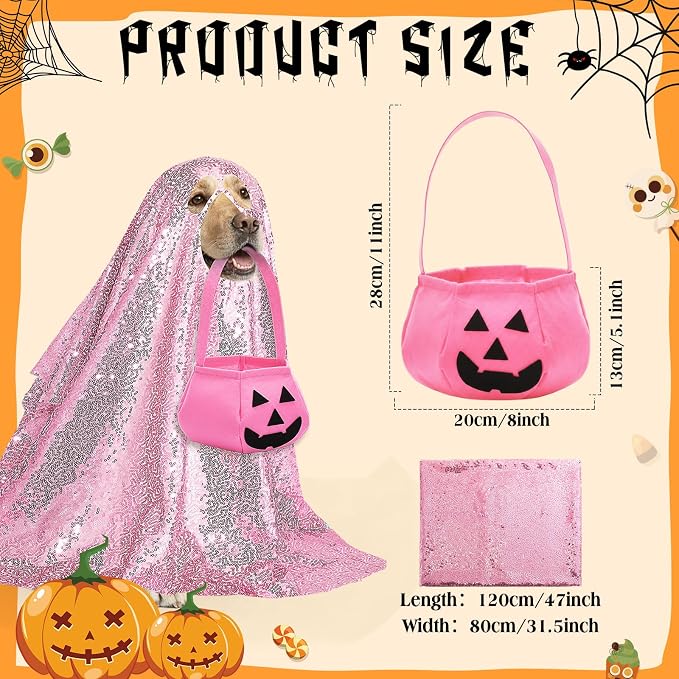 Disfraz de Fantasma para Perro Halloween con Cubo Calabaza de Fieltro miniatura 2