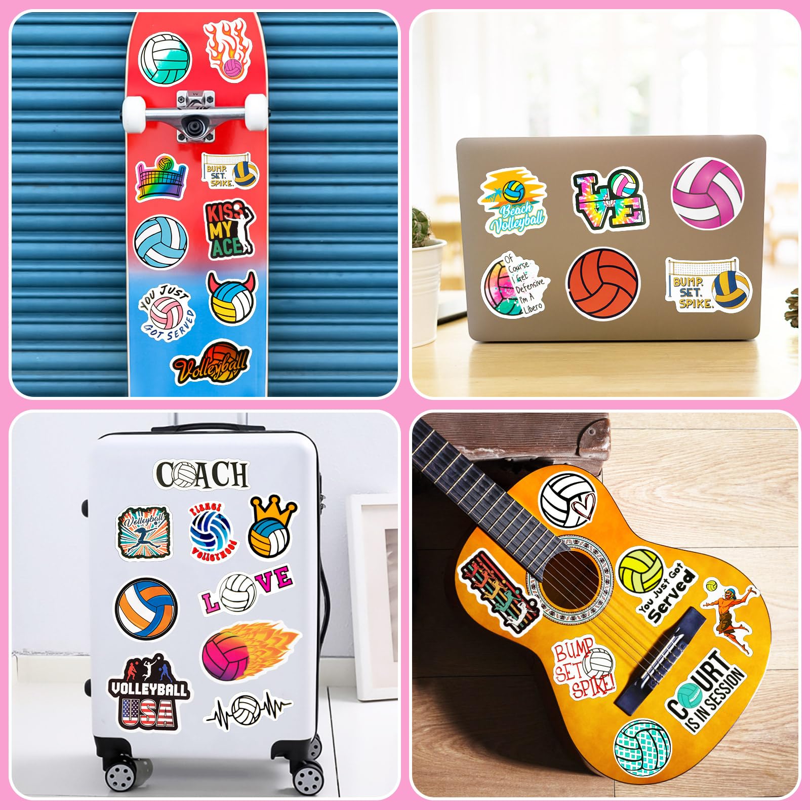 Cobee Autocollants De Volley Ball Mignons, 50 Pièces Sport Imperméables Cadeaux Pour Adolescents Filles Et Adultes