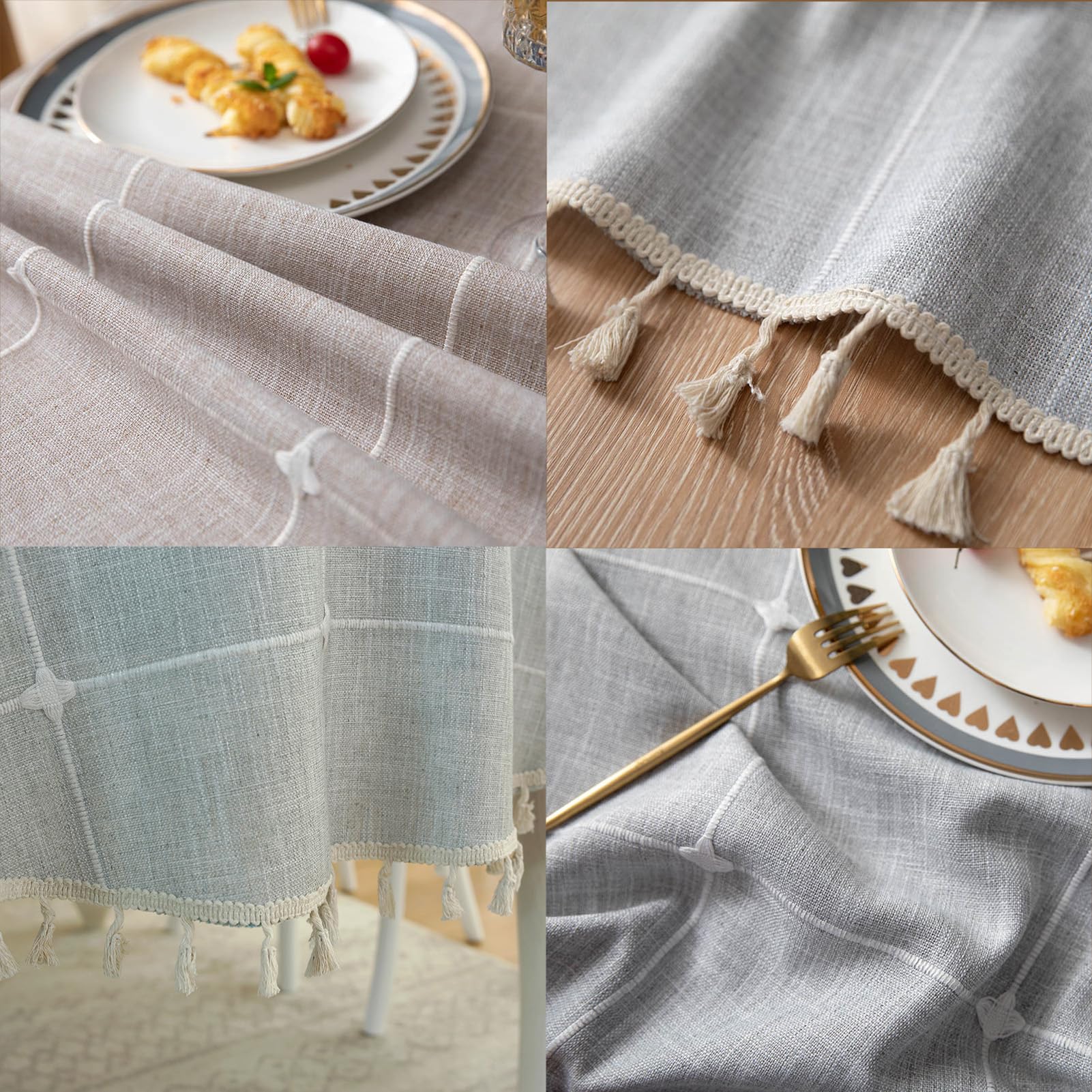 Mantel 140x280cm, Mantel Mesa Rectangular con Borlas, Mantel Antimanchas Table Cloth Rectangular para Mesa de Comedor, Mantel Antimanchas Mesa Cocina Rectangular