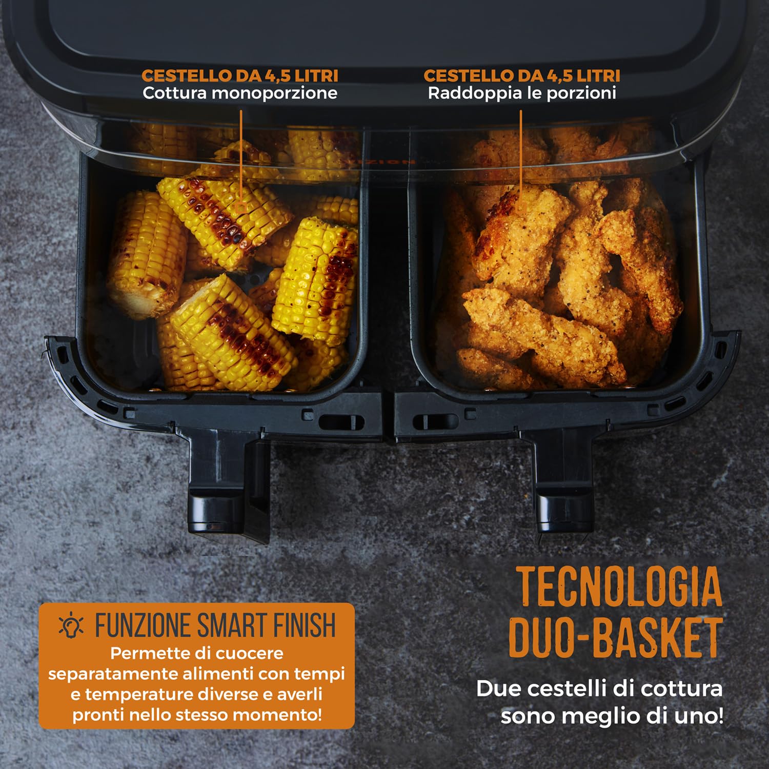 Tower, T17100, Vortx Vizion 9L Friggitrice ad Aria Doppio Cestello con Pannello di Controllo Digitale e 10 Preimpostazioni One-Touch, Elettrodomestici Cucina, Nero
