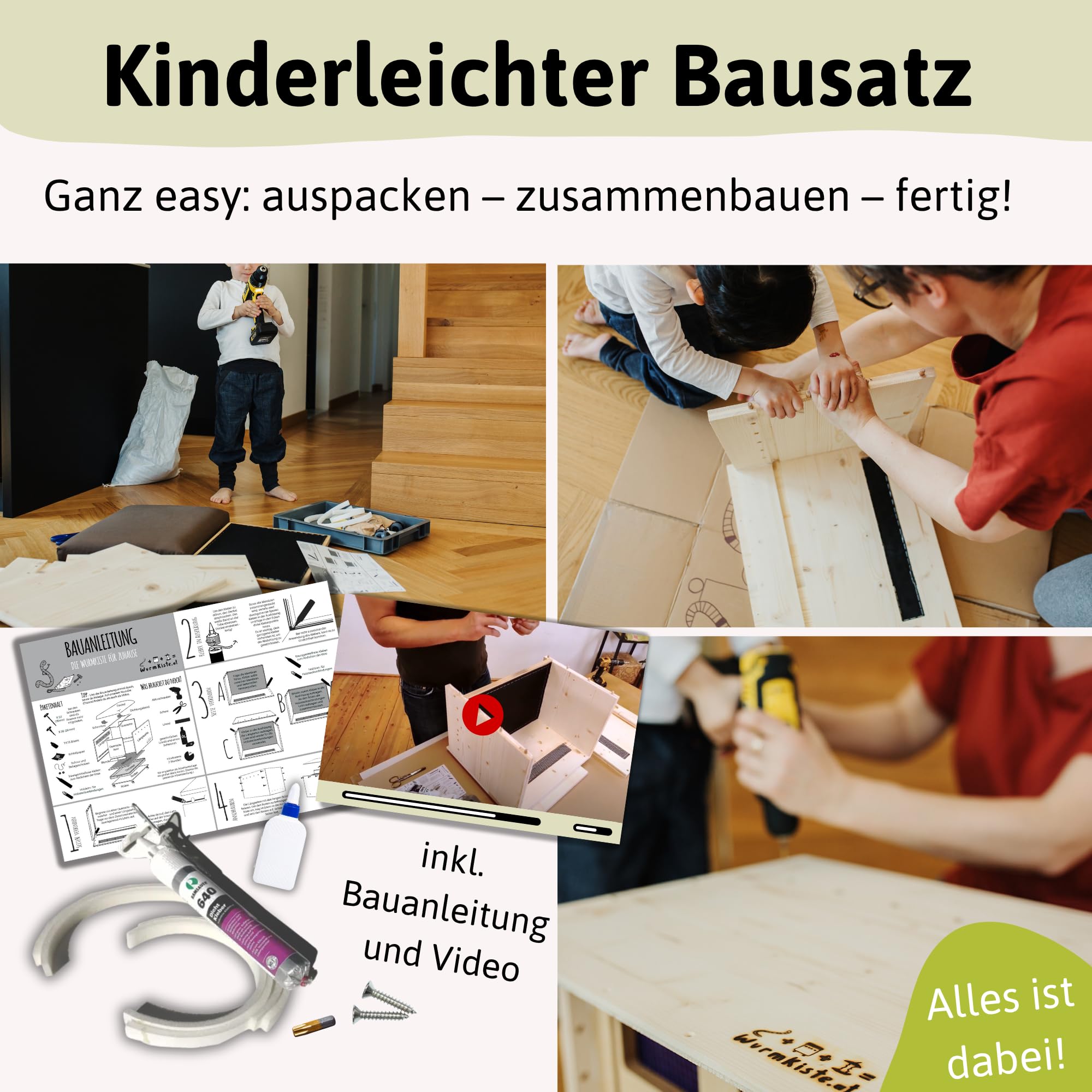 Mini Wurmkomposter aus Holz | kleine Wurmkiste als Selbstbauset