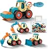Take Apart Toy Construction Truck, STEM Learning Engineering Building Kit for Kids Ages 3-7, 4 in 1 DIY Truck Set with Tool for Kids Children