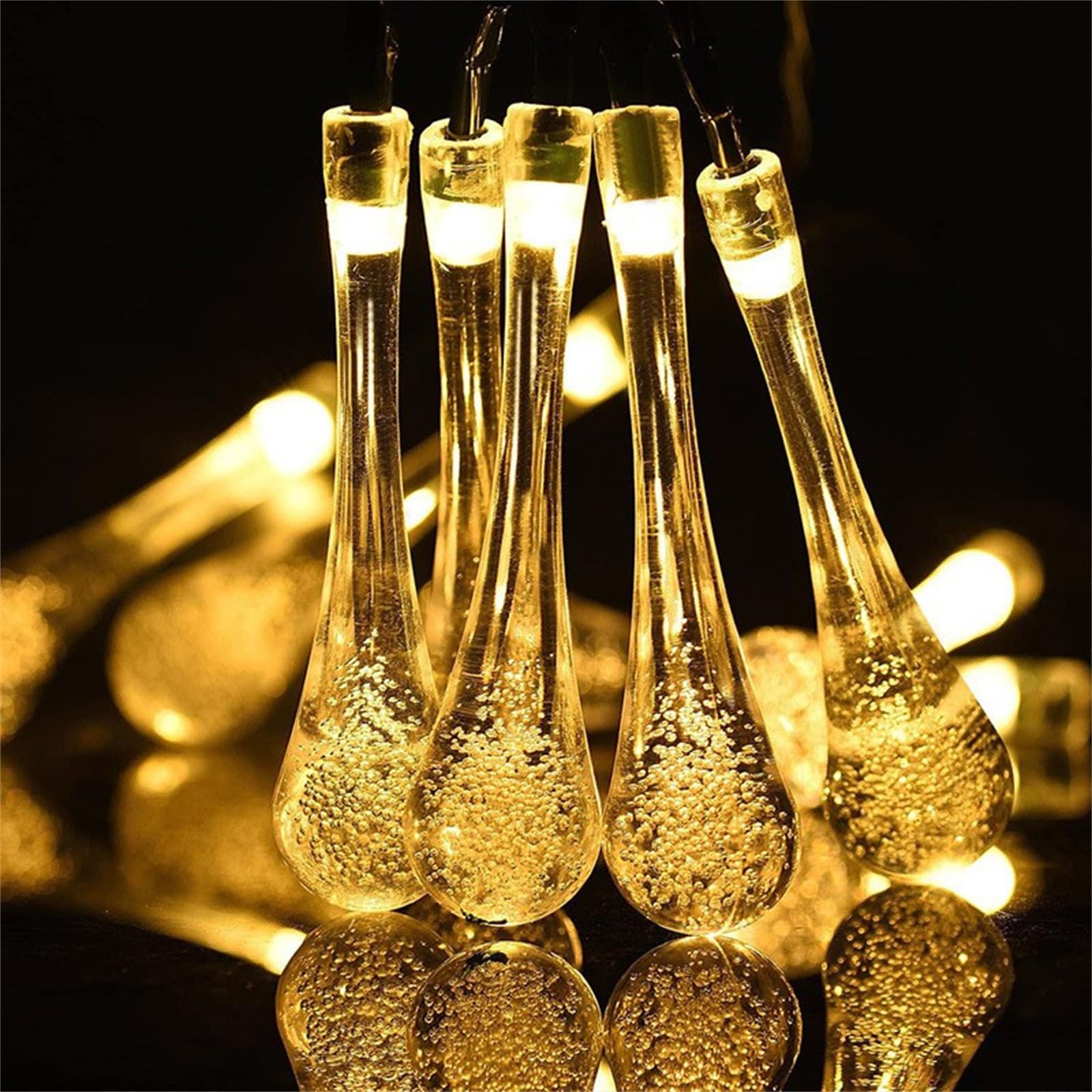 Mateju LED Lichterkette Außen Solar, Solar Lichterkette Aussen mit Fernbedienung 8 Modi Solarlichterkette Outdoor für Innen, Garten, Terrasse, Balkon, Hochzeit (Drops-Weiß,32m/300led)