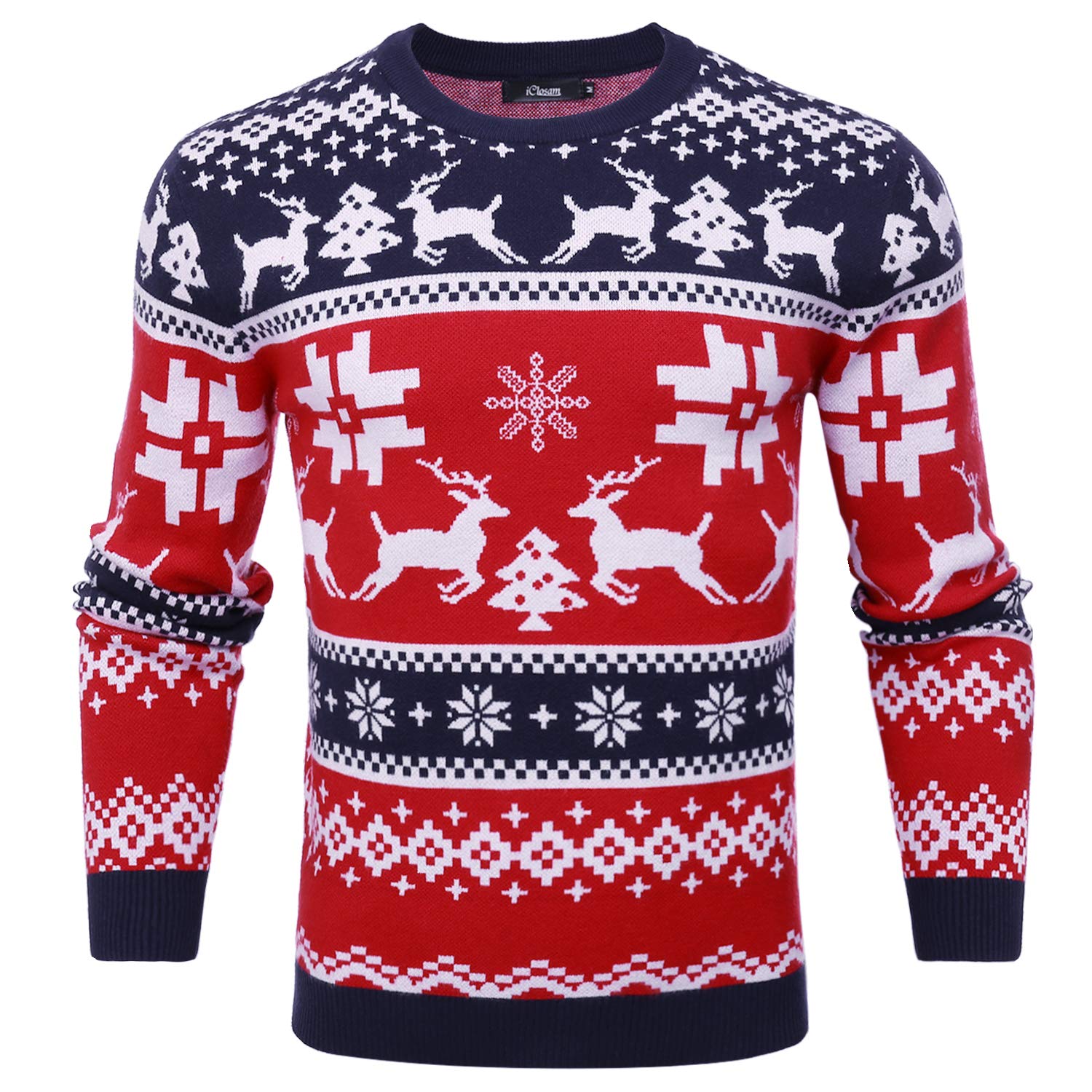 iClosam Maglione Natalizio Unisex Donna Uomo Invernale Stampare Cotone Ugly Sweater Pullover Maglieria Maglia Felpa Maglioni Sweatshirt Christmas Jumper