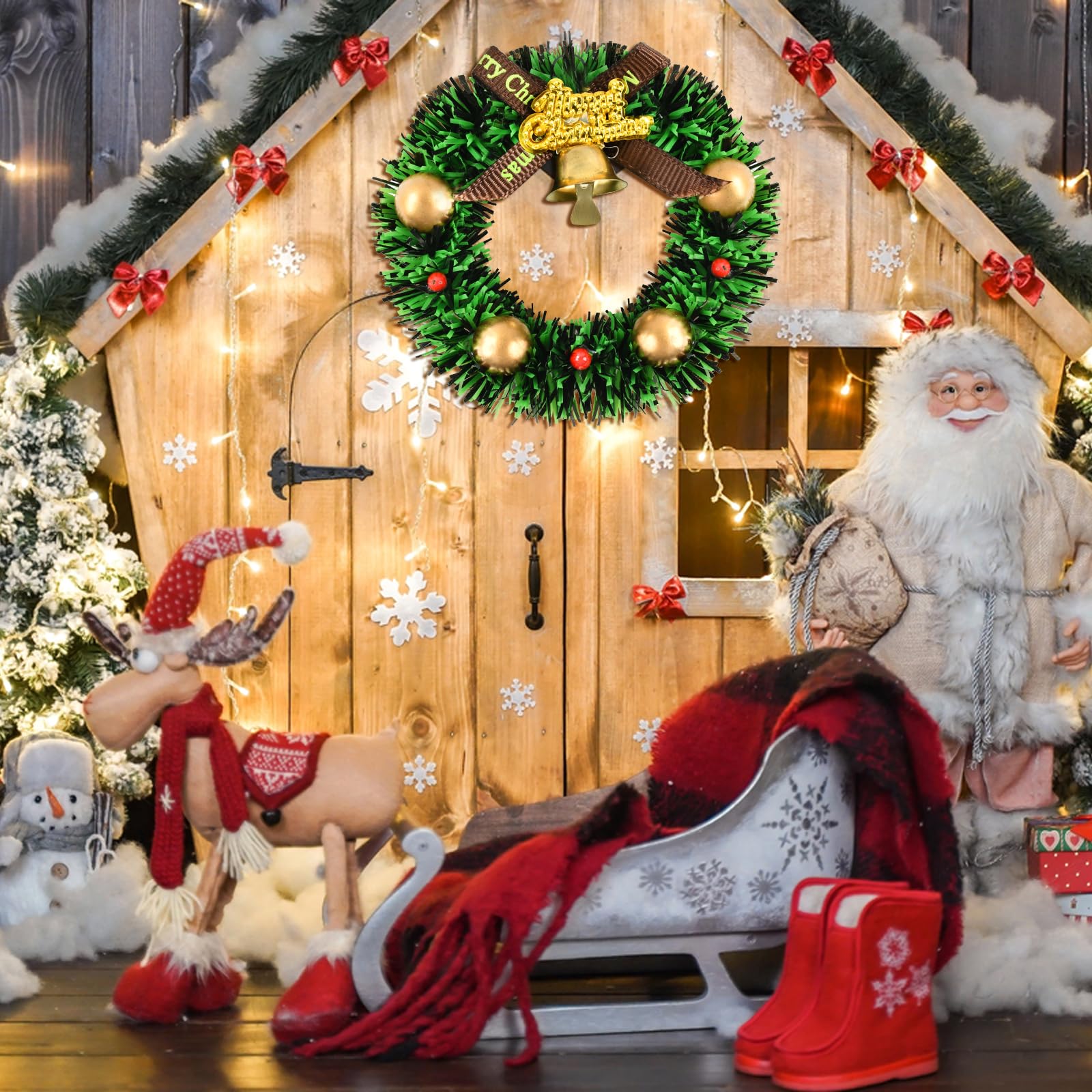 Mini Weihnachtskranz 6 Cm - Puppenhaus Dekoration Mit Schleifen Und Glocken