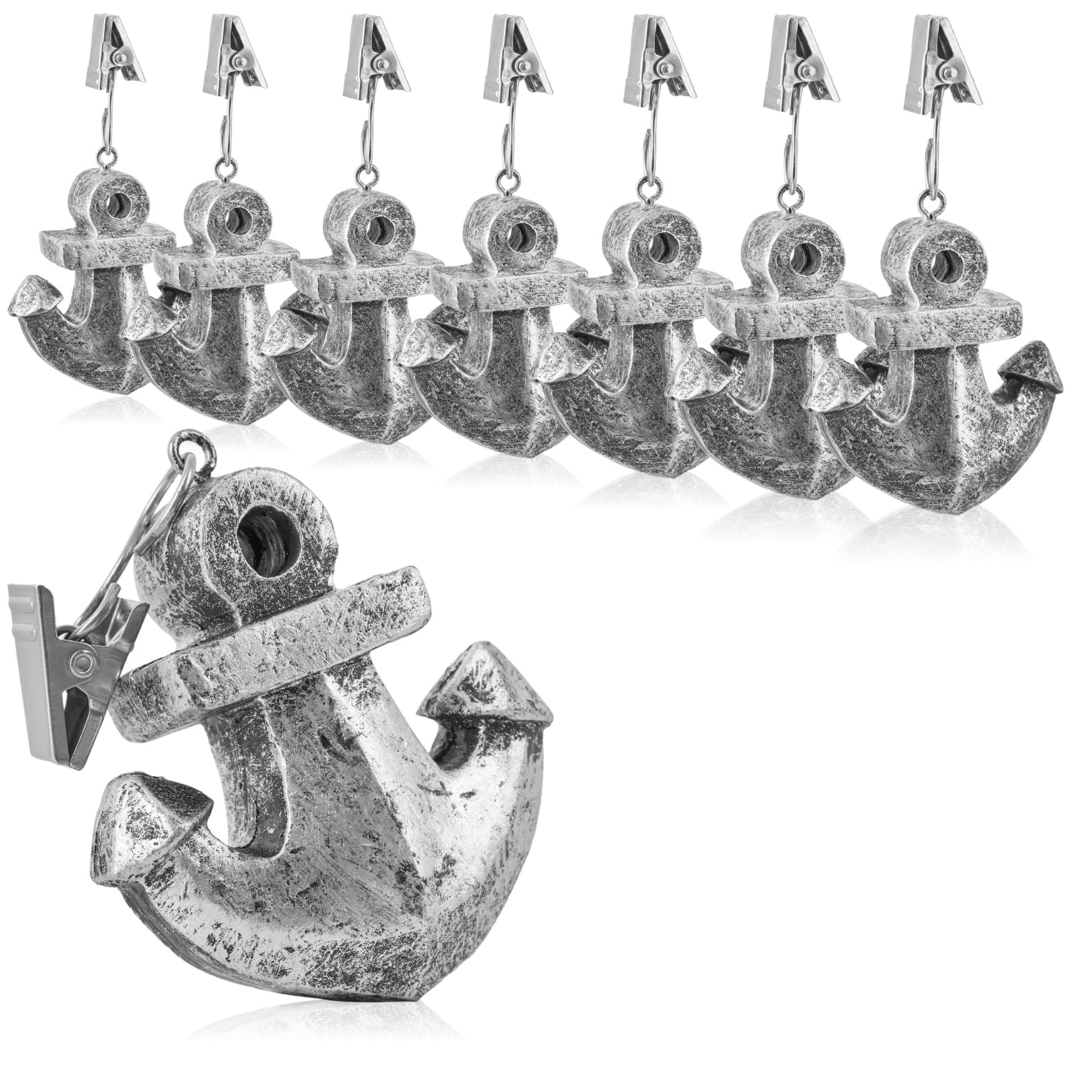 com-four® 8x tablecloth weights - weatherproof tablecloth weights with clip - tablecloth clip in anchor design - approx. 40 g (gray - anchor)