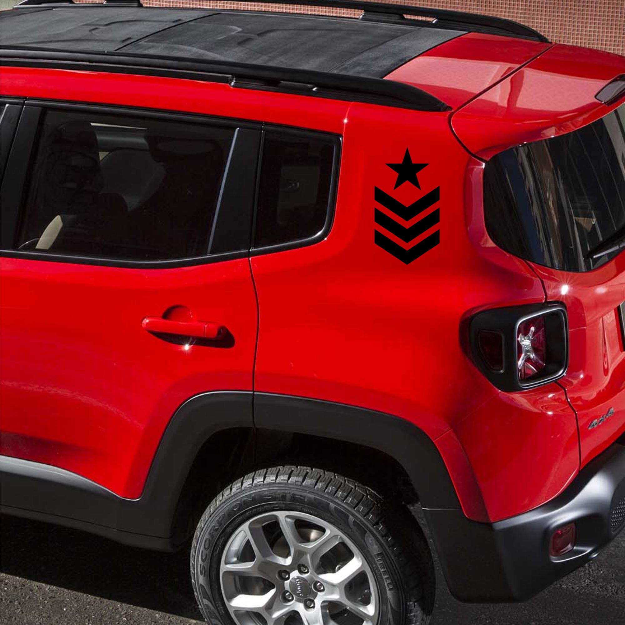 Autodomy Stickers 4X4 Off Road Military Star US Army Army | Pack of 2 for Car or Motorcycle (Black, 10cm